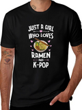 Ramen & K-Pop Girls Black T-Shirt
