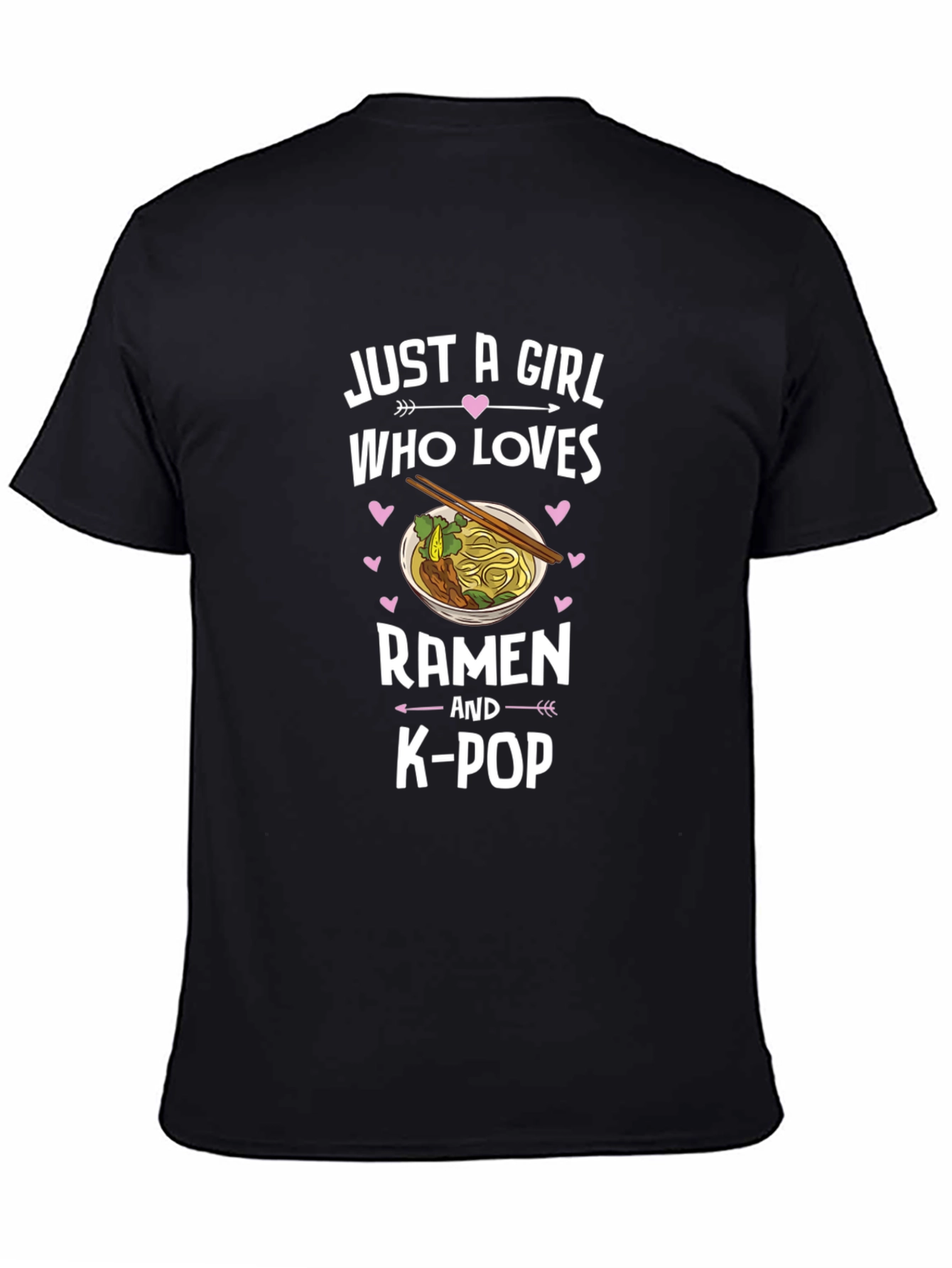 Ramen & K-Pop Girls Black T-Shirt