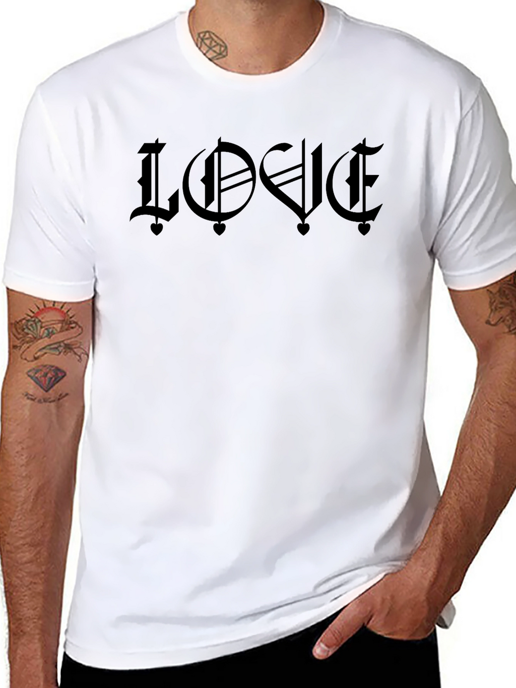 Black Gothic LOVE T-Shirt for Men