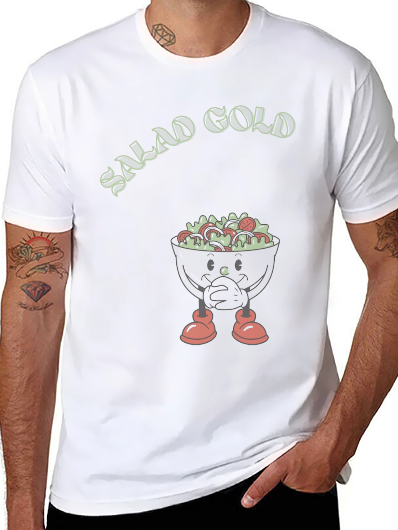 Salad Gold Graphic T-Shirt Funny Food Tee