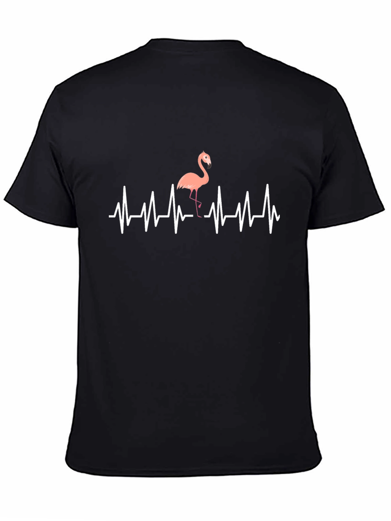 Flamingo Heartbeat T-Shirt - Mens Black Graphic Tee