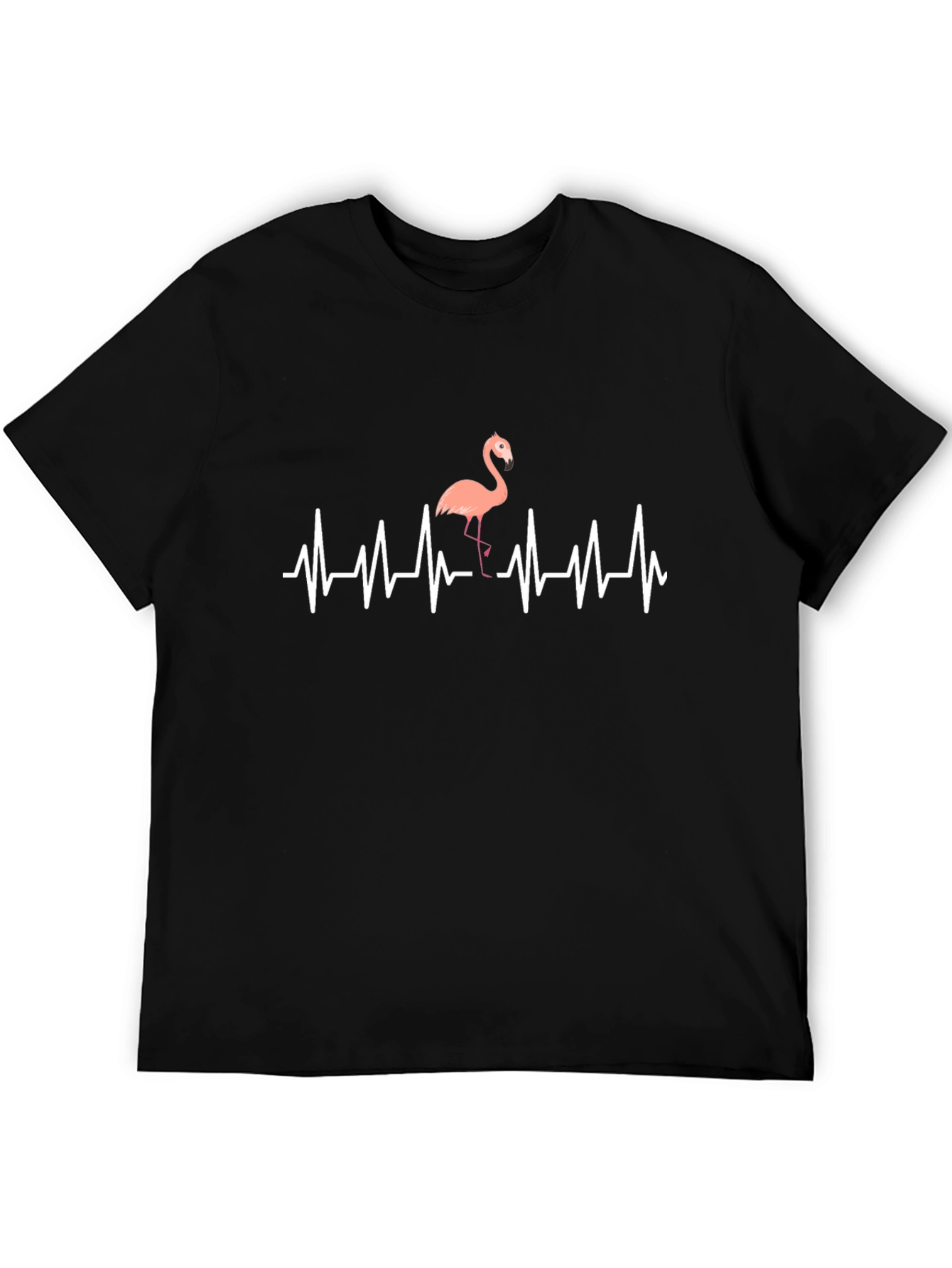 Flamingo Heartbeat T-Shirt - Mens Black Graphic Tee