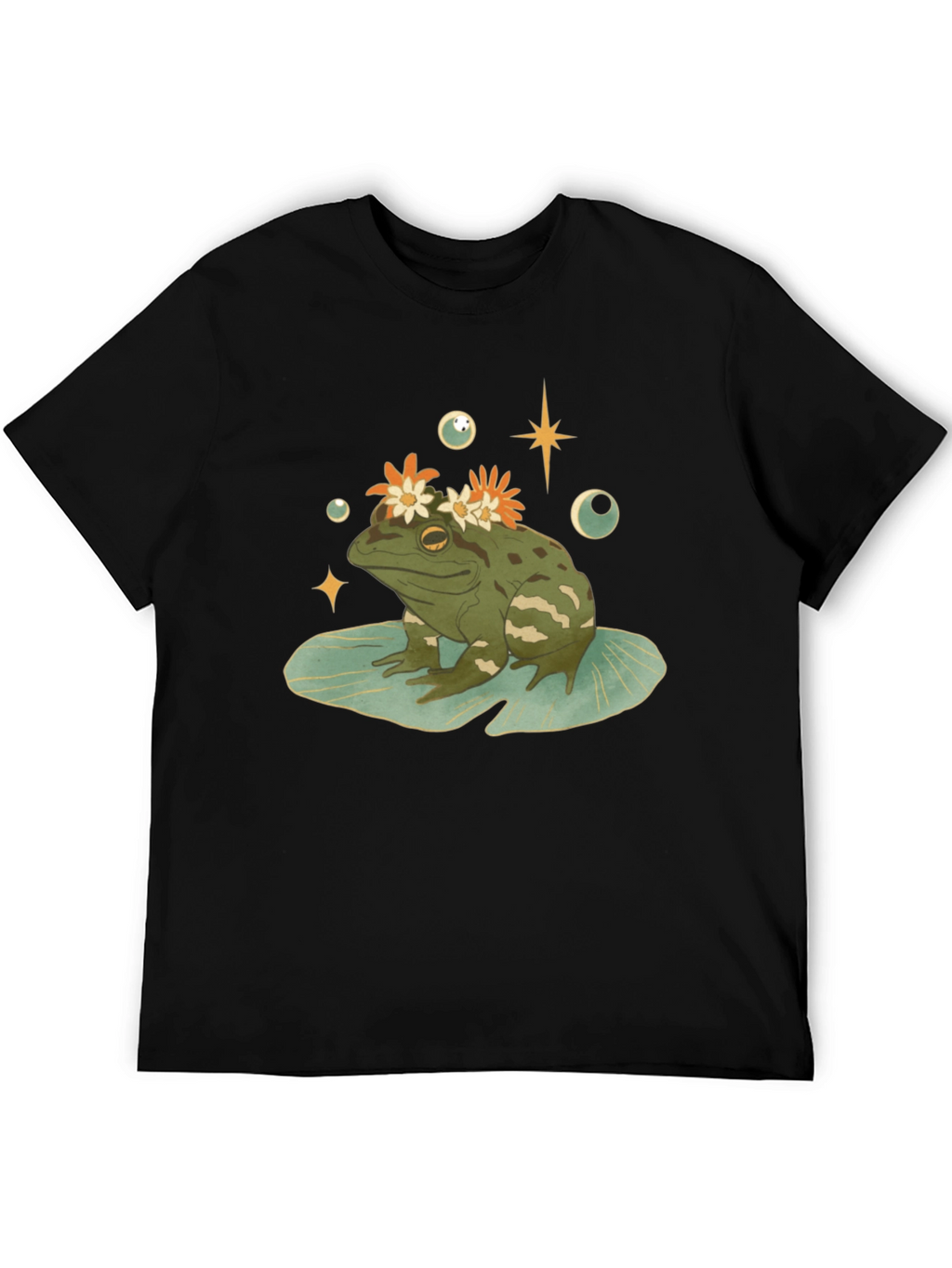 Frog With Flowers Graphic T-Shirt