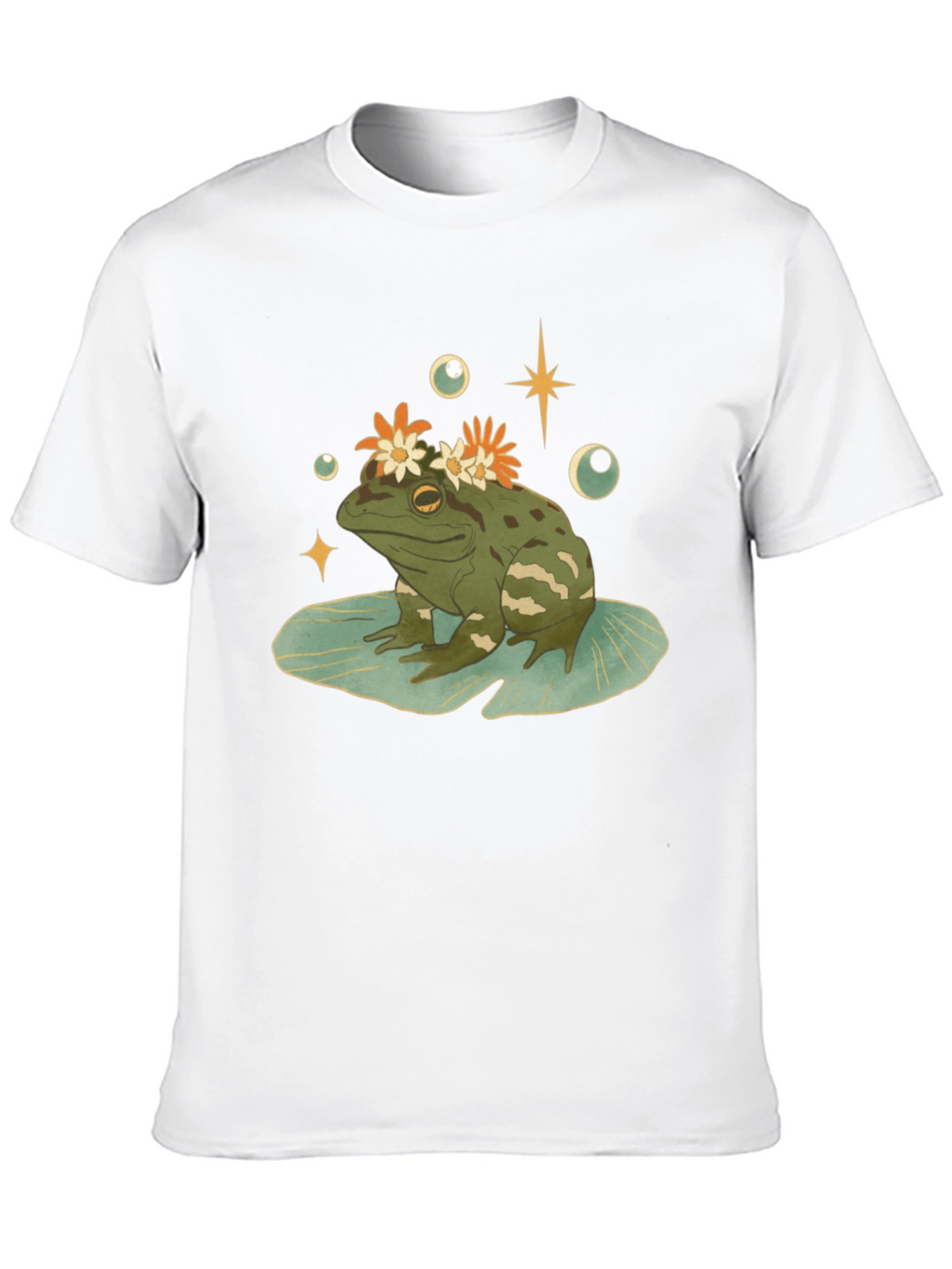 Frog With Flowers Graphic T-Shirt