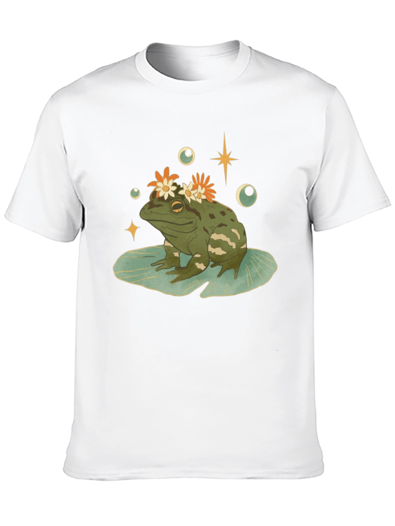 Frog With Flowers Graphic T-Shirt
