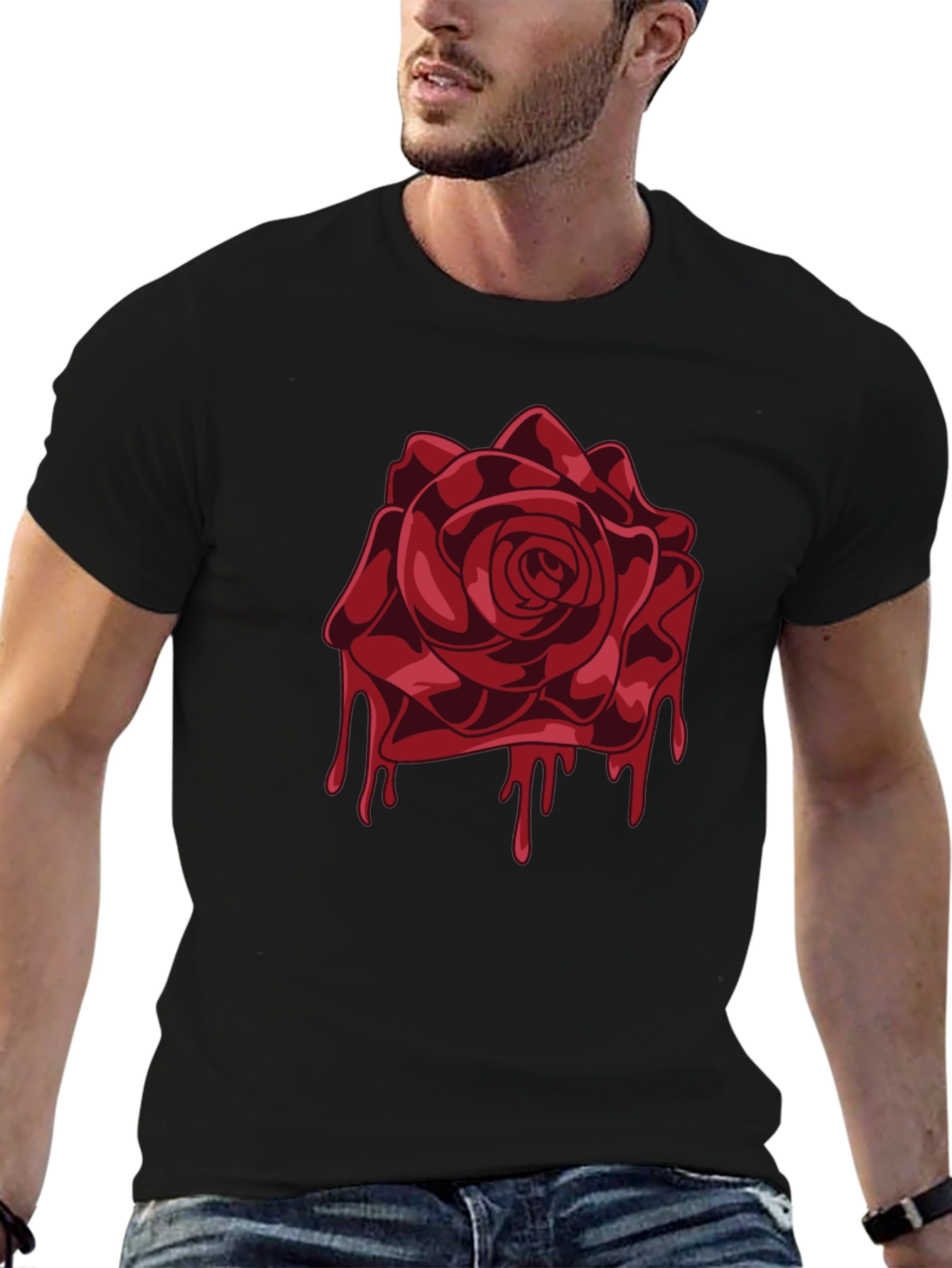 Bleeding Rose Graphic Tee - Mens Black T-Shirt