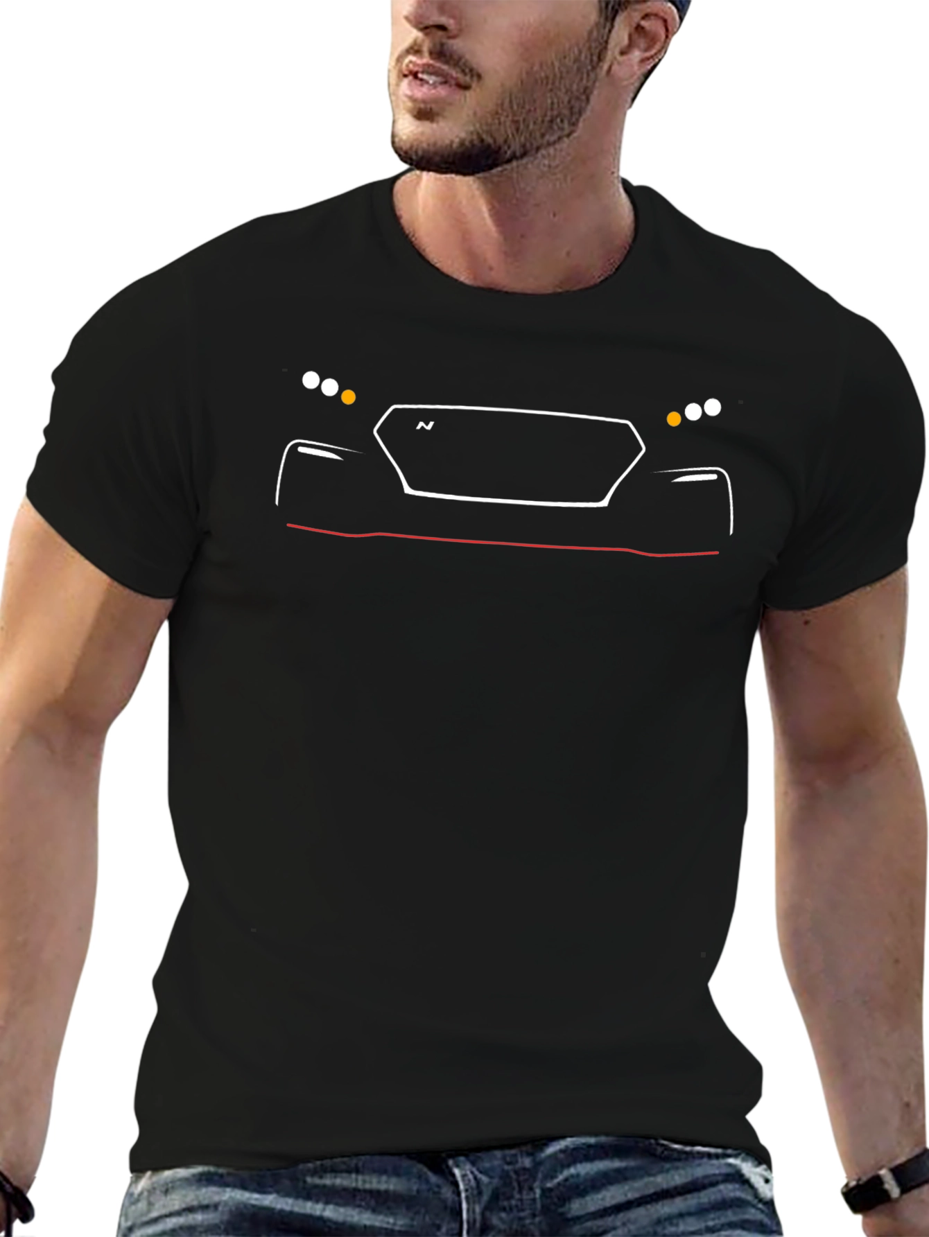 Hyundai N Car Outline Black T-Shirt