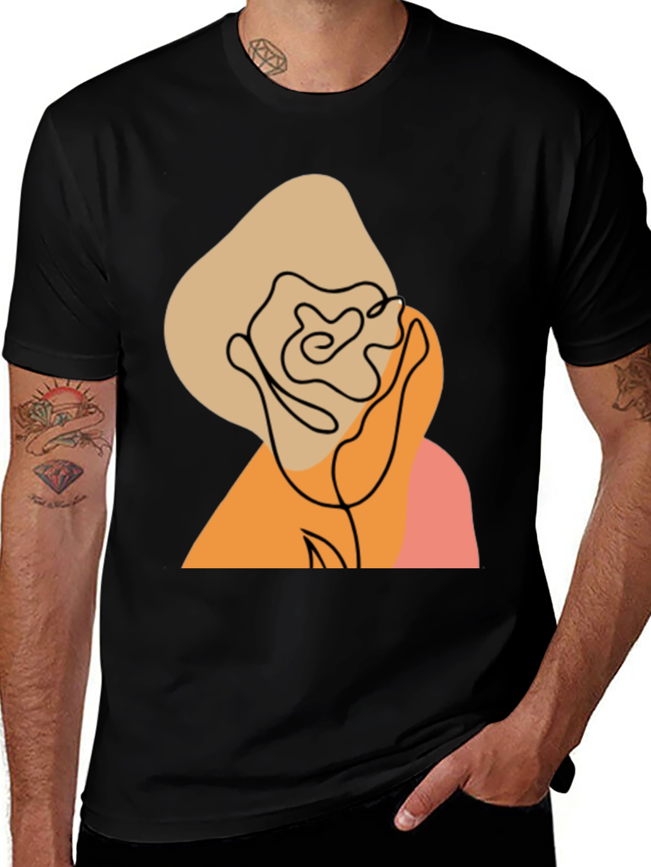 Abstract Rose Graphic T-Shirt - Modern Minimalist Tee