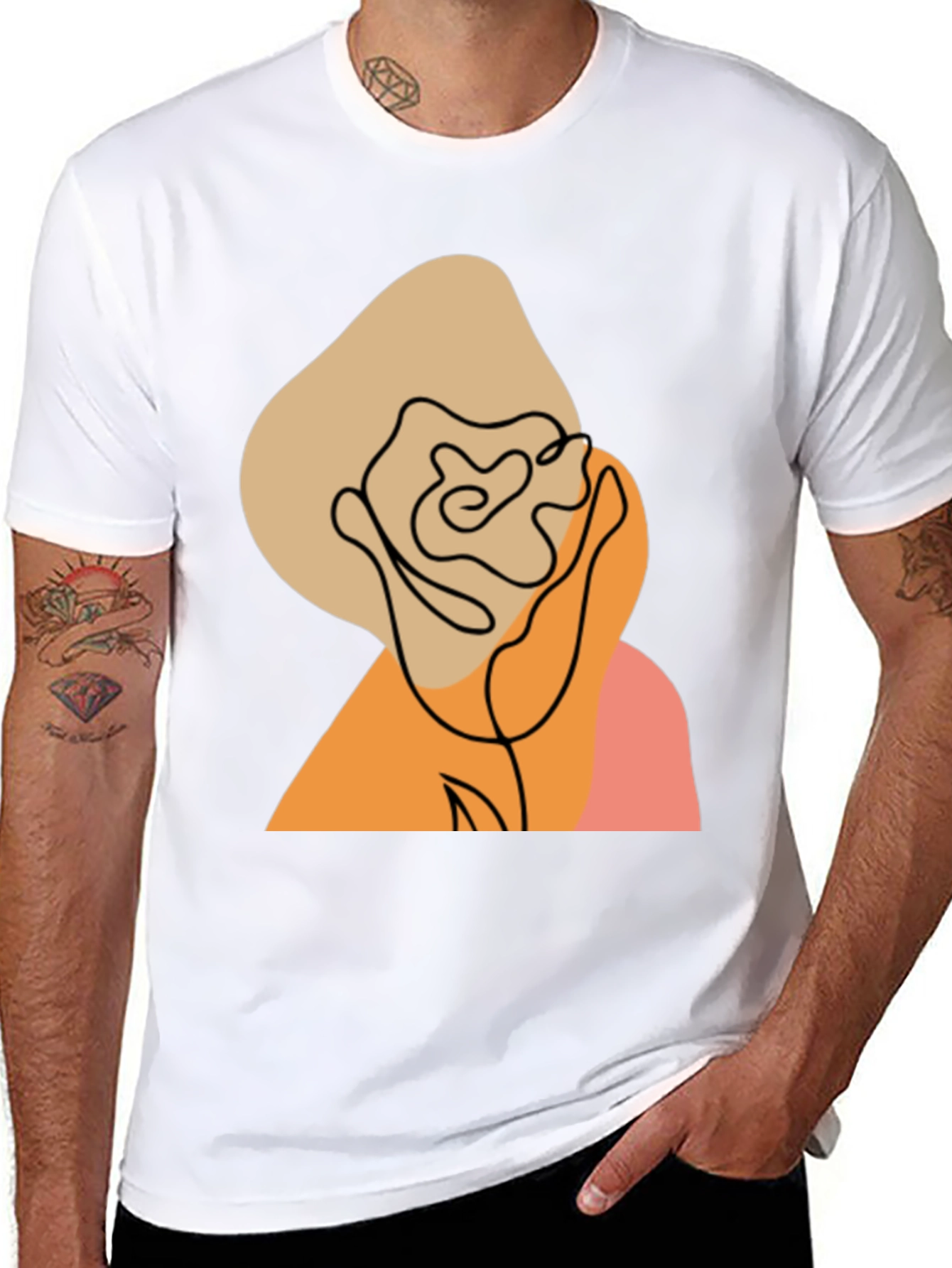 Abstract Rose Graphic T-Shirt - Modern Minimalist Tee