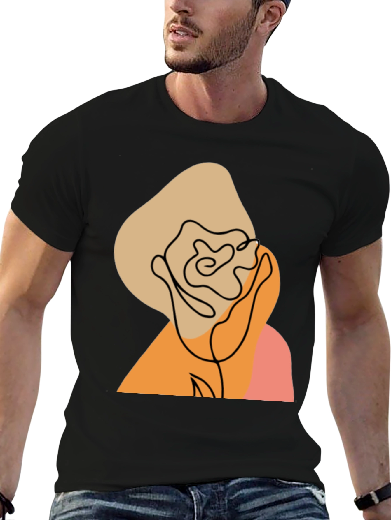 Abstract Rose Graphic T-Shirt - Modern Minimalist Tee