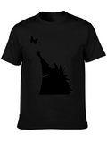 Black Hedgehog & Butterfly Graphic Tee