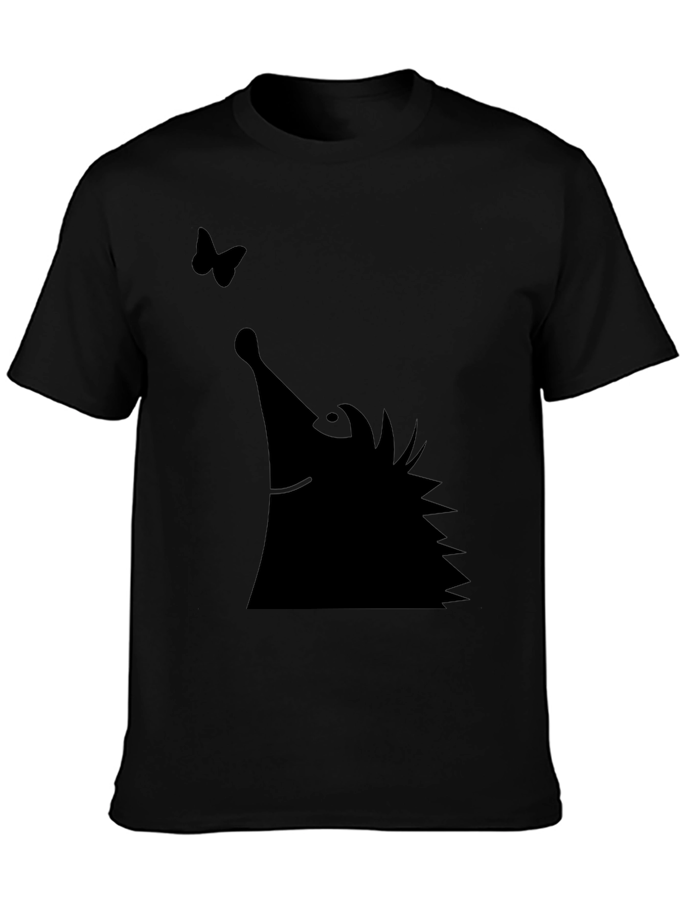 Black Hedgehog & Butterfly Graphic Tee