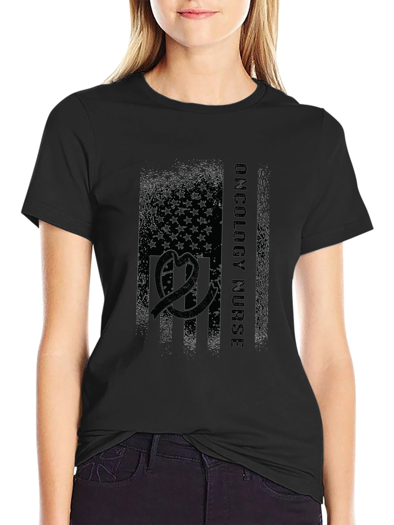 Oncology Nurse American Flag T-Shirt