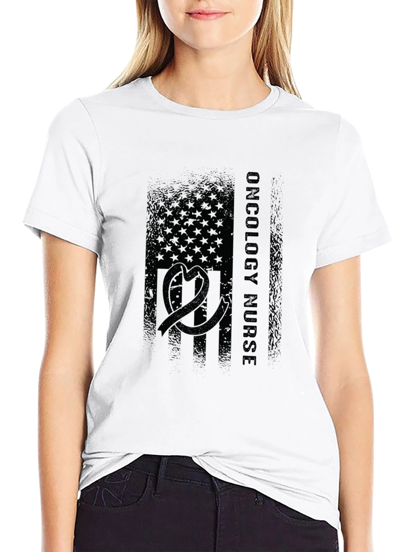 Oncology Nurse American Flag T-Shirt