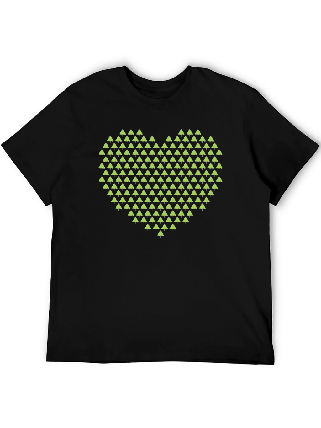 Geometric Heart Tree Print Black T-Shirt