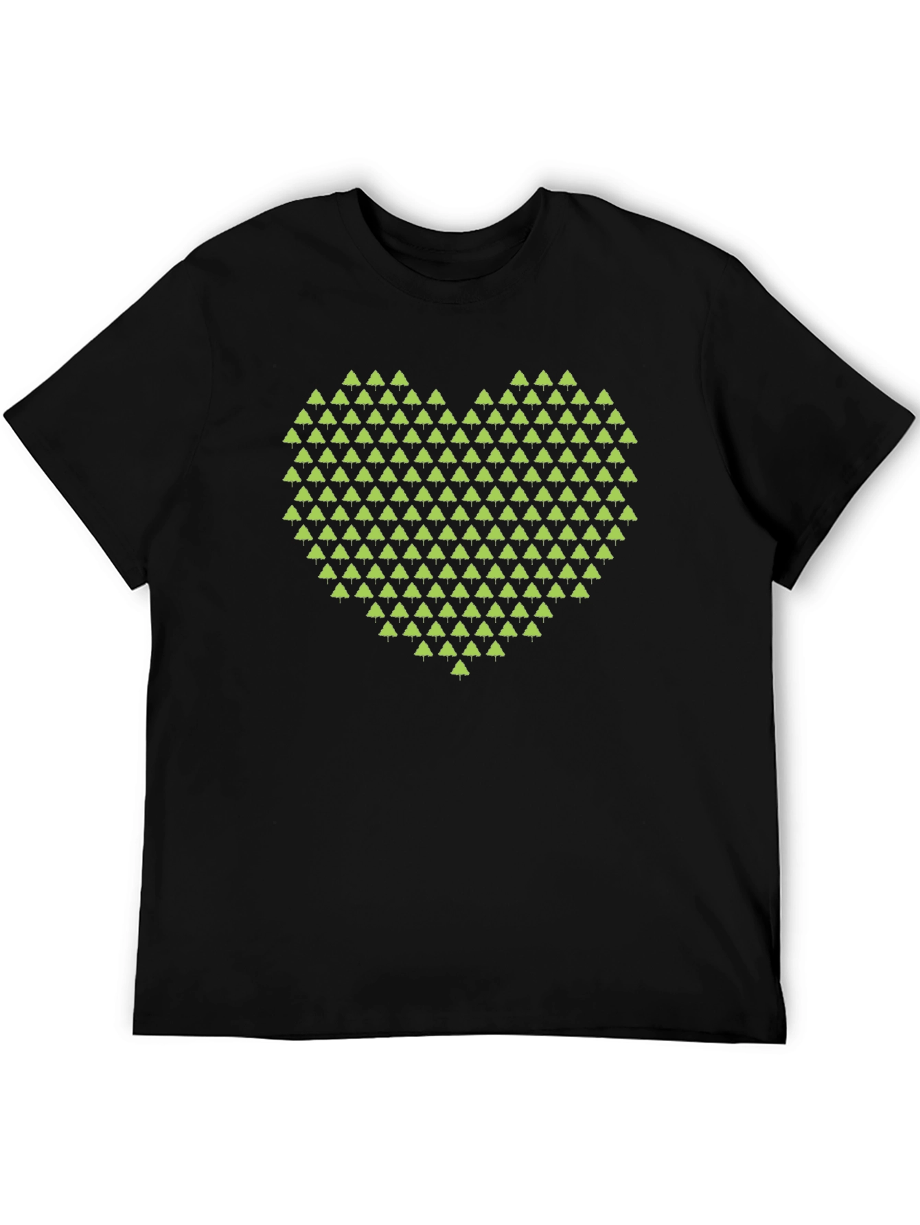 Geometric Heart Tree Print Black T-Shirt