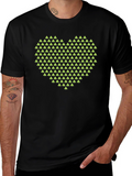 Geometric Heart Tree Print Black T-Shirt