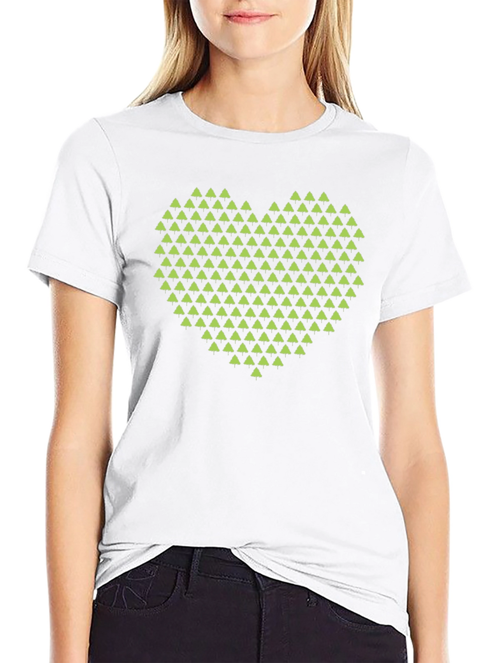 Geometric Heart Tree Print Black T-Shirt