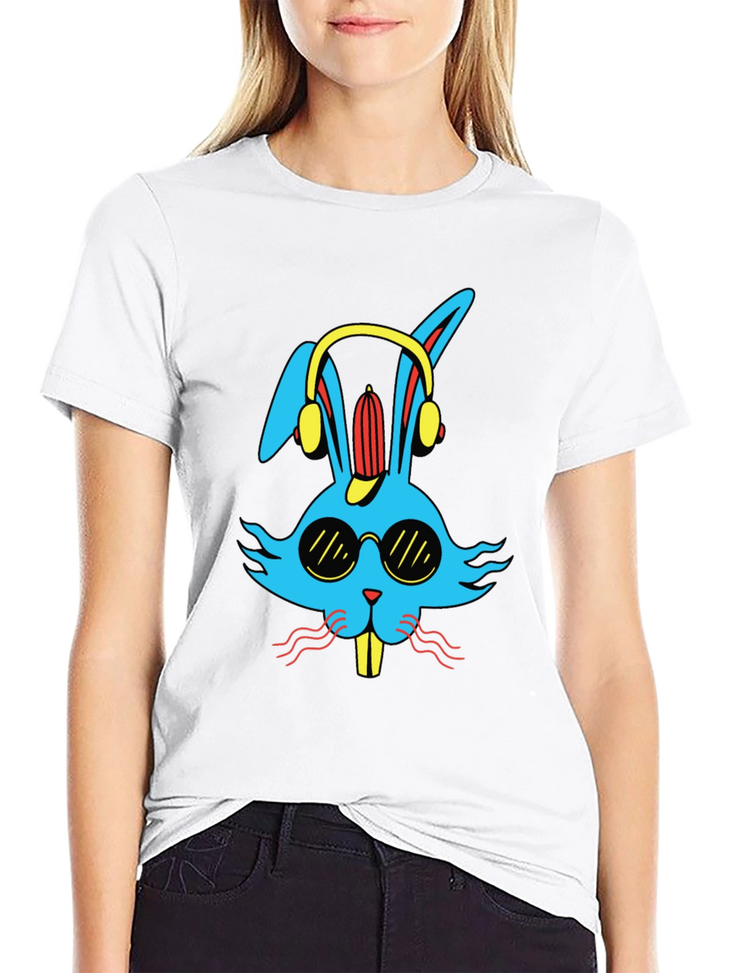 Cool Rabbit Graphic Tee - Black Cotton T-Shirt