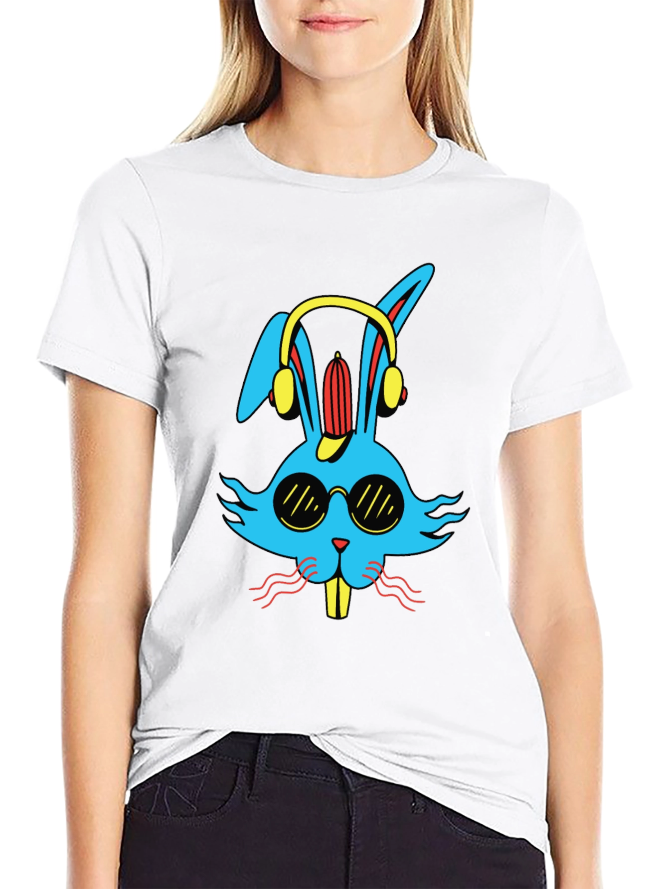 Cool Rabbit Graphic Tee - Black Cotton T-Shirt