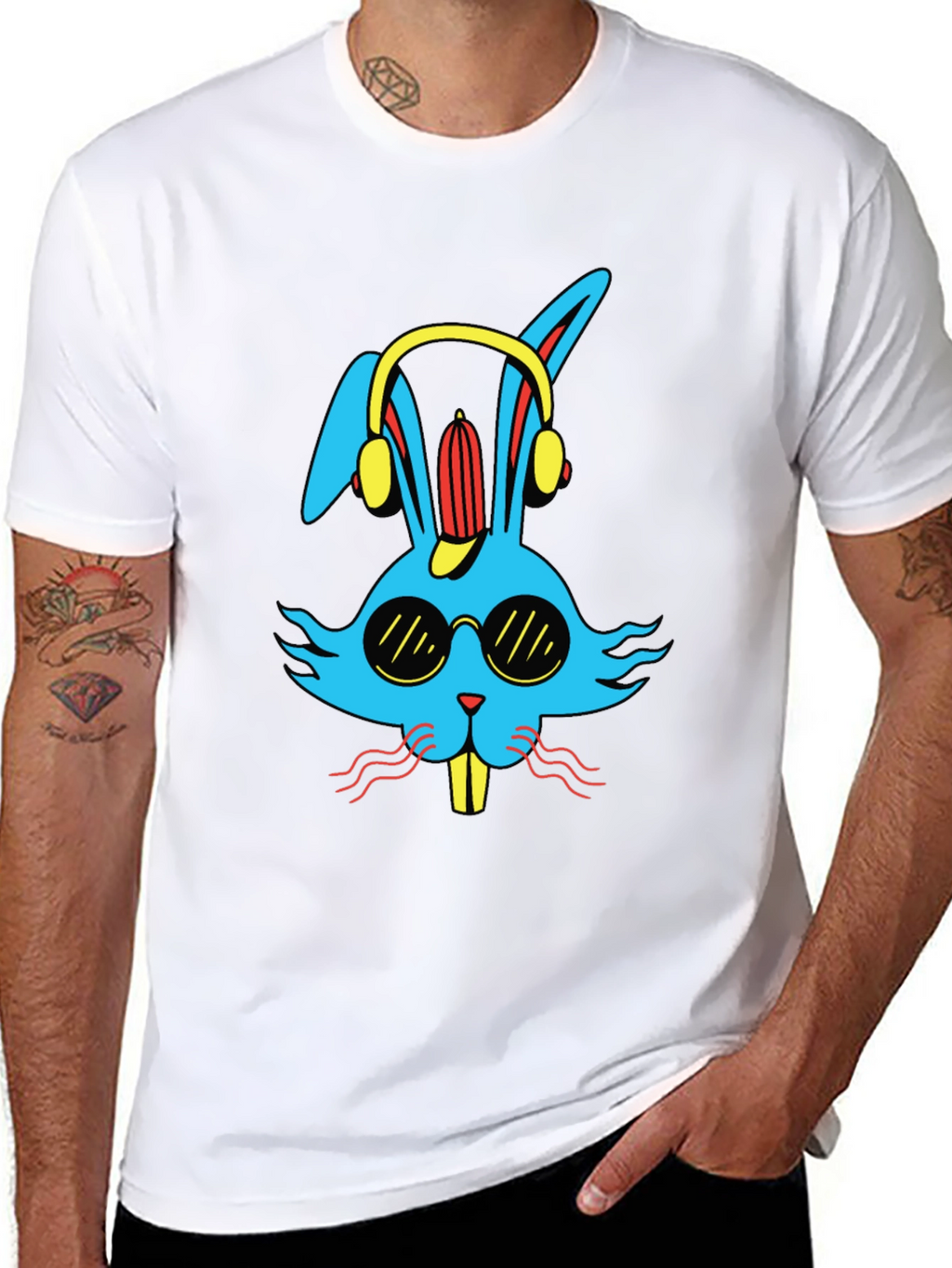 Cool Rabbit Graphic Tee - Black Cotton T-Shirt