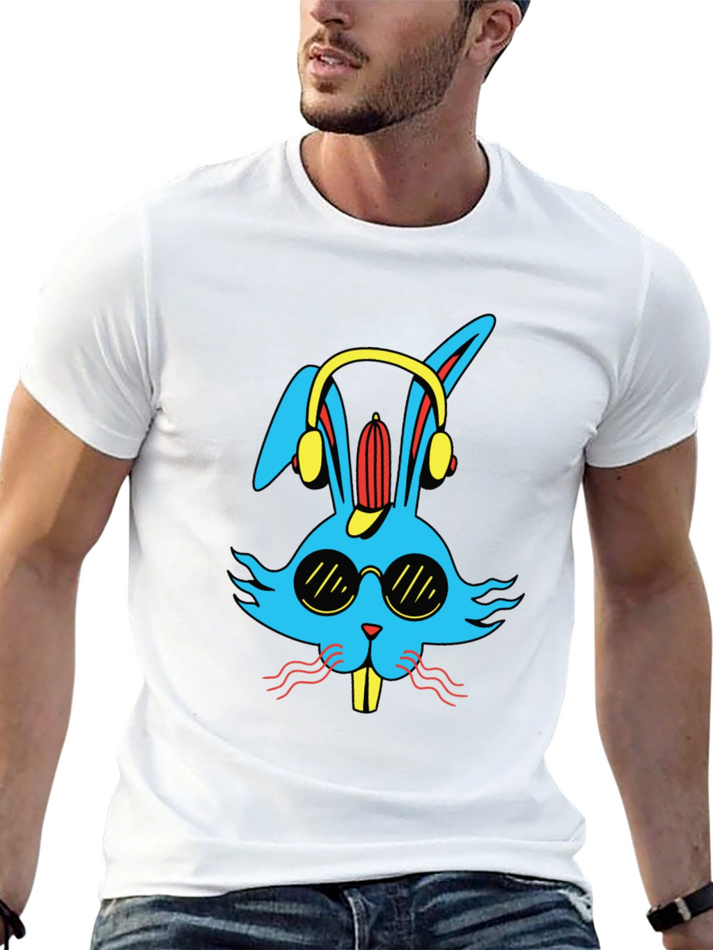 Cool Rabbit Graphic Tee - Black Cotton T-Shirt