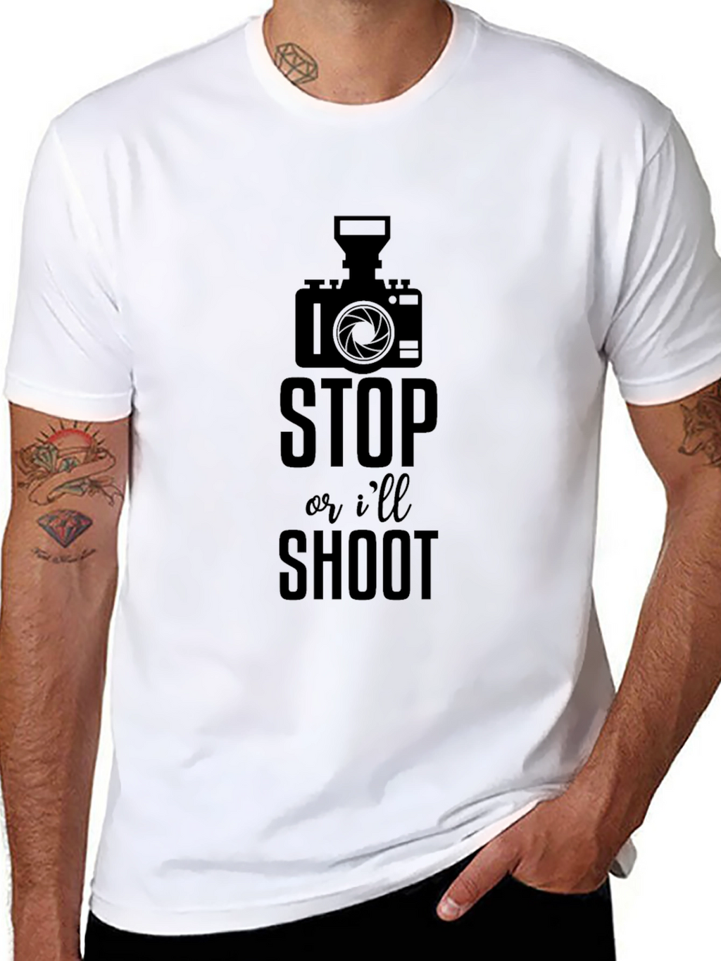 Funny Photographer T-Shirt - Stop or Ill Shoot!