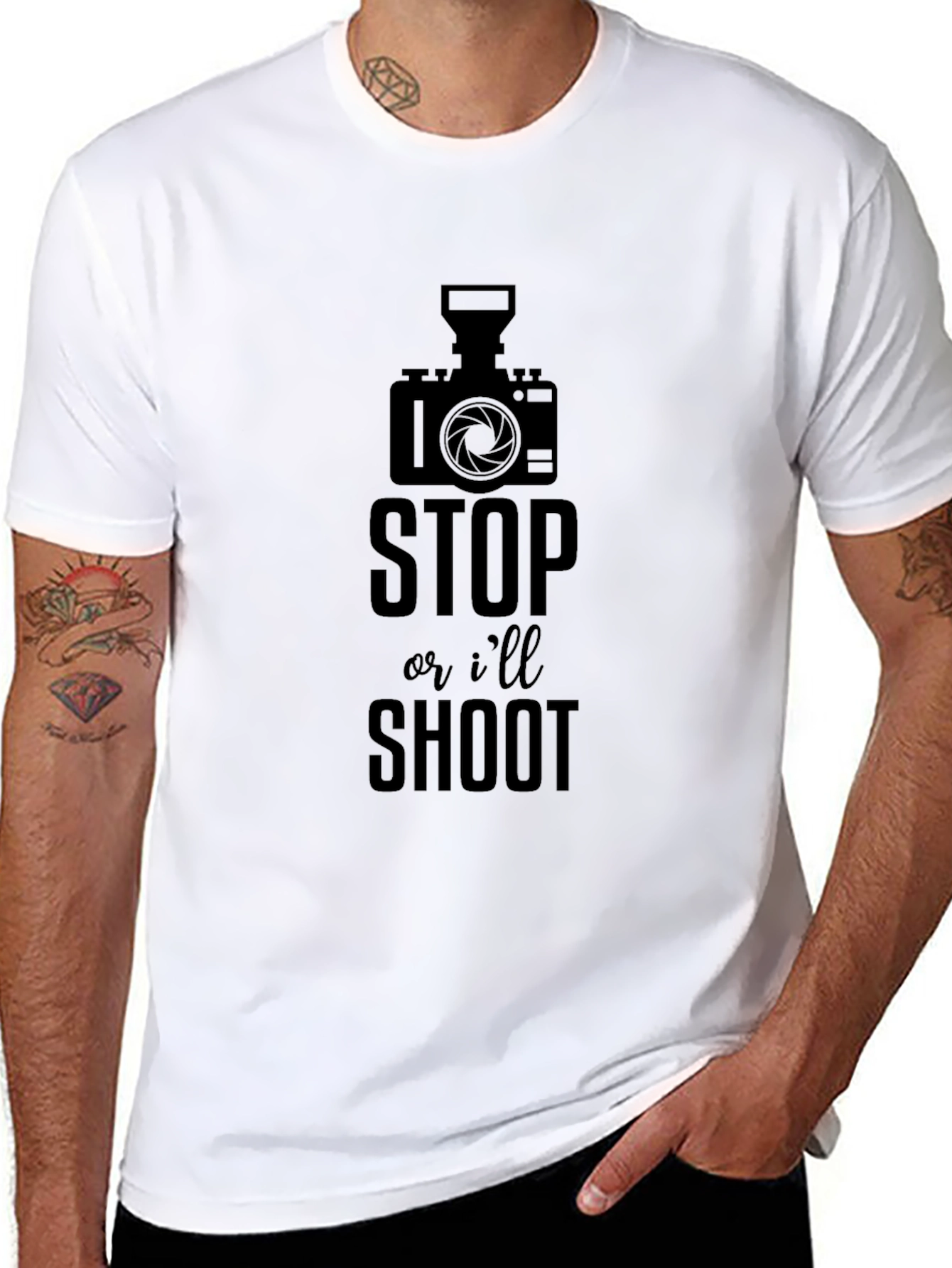 Funny Photographer T-Shirt - Stop or Ill Shoot!