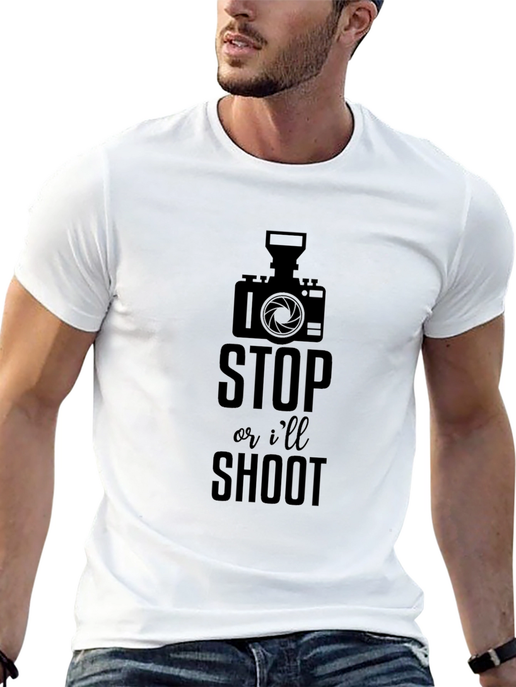 Funny Photographer T-Shirt - Stop or Ill Shoot!