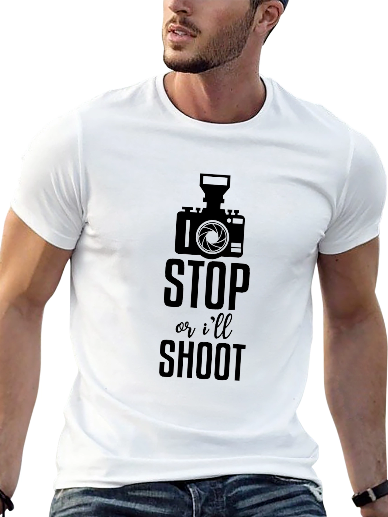 Funny Photographer T-Shirt - Stop or Ill Shoot!