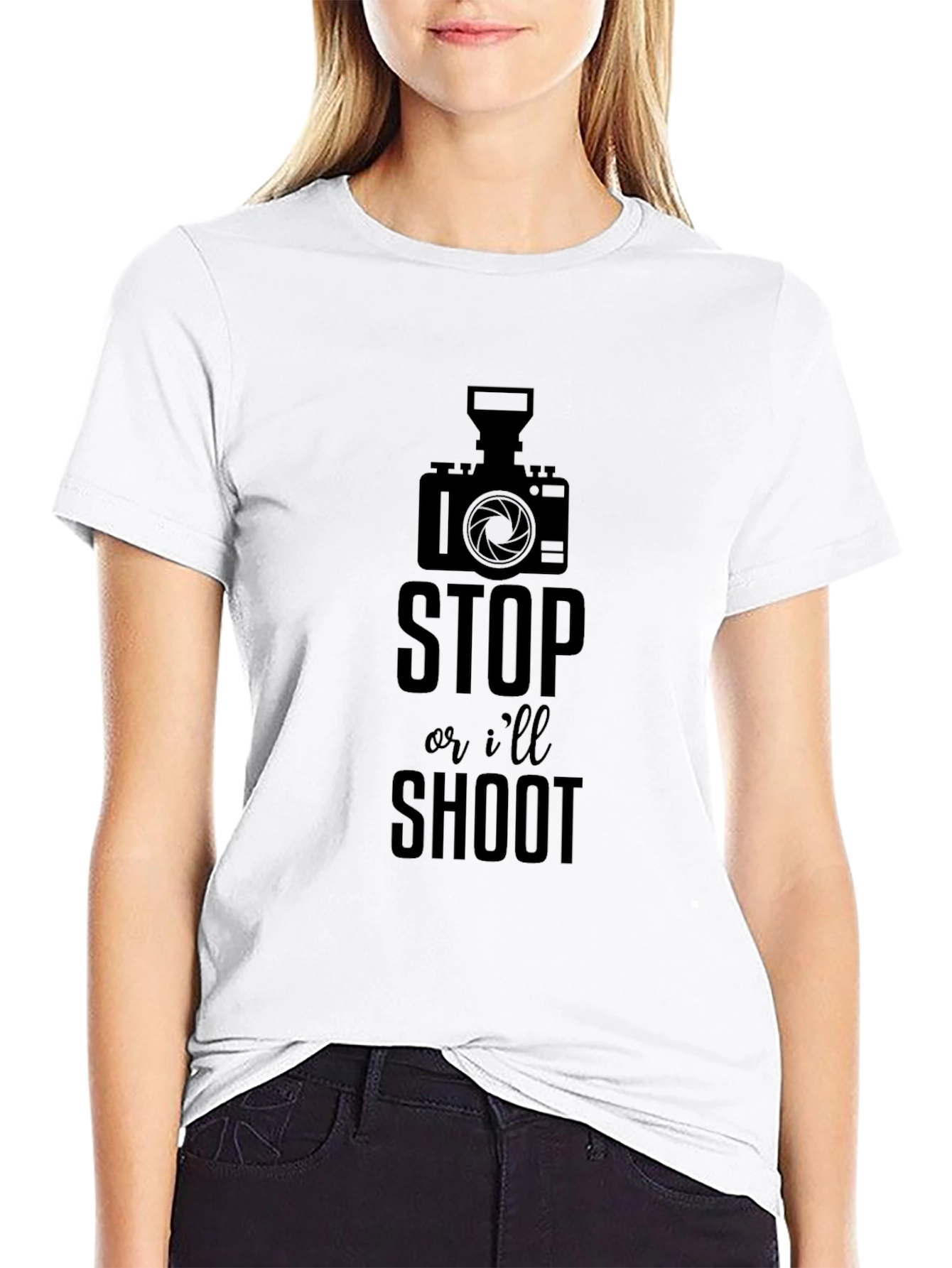 Funny Photographer T-Shirt - Stop or Ill Shoot!