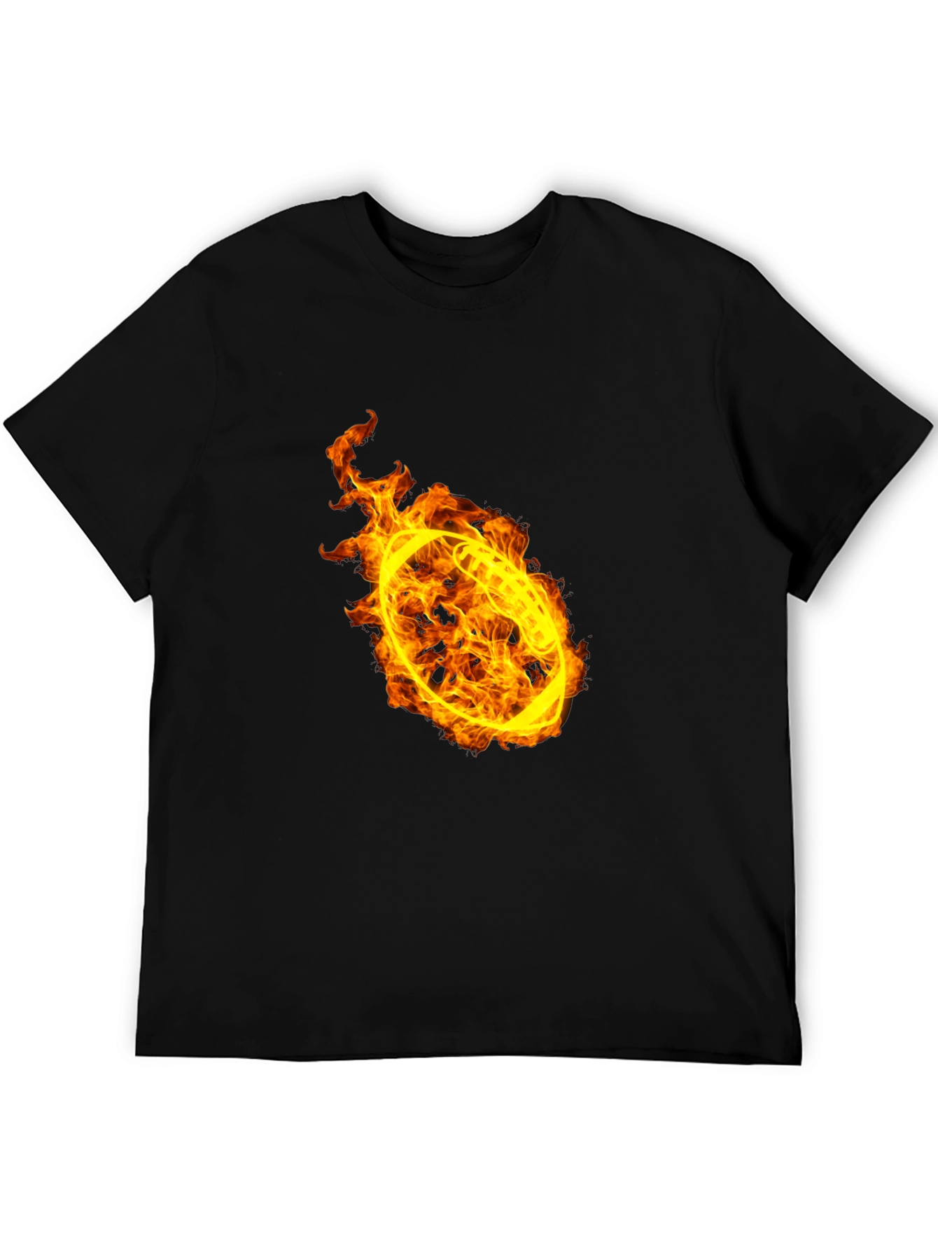 Flaming Football Graphic T-Shirt