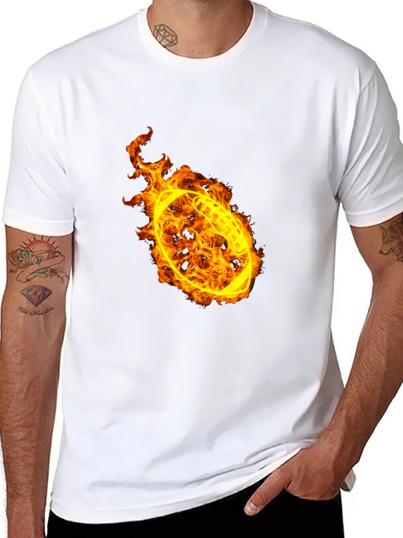 Flaming Football Graphic T-Shirt