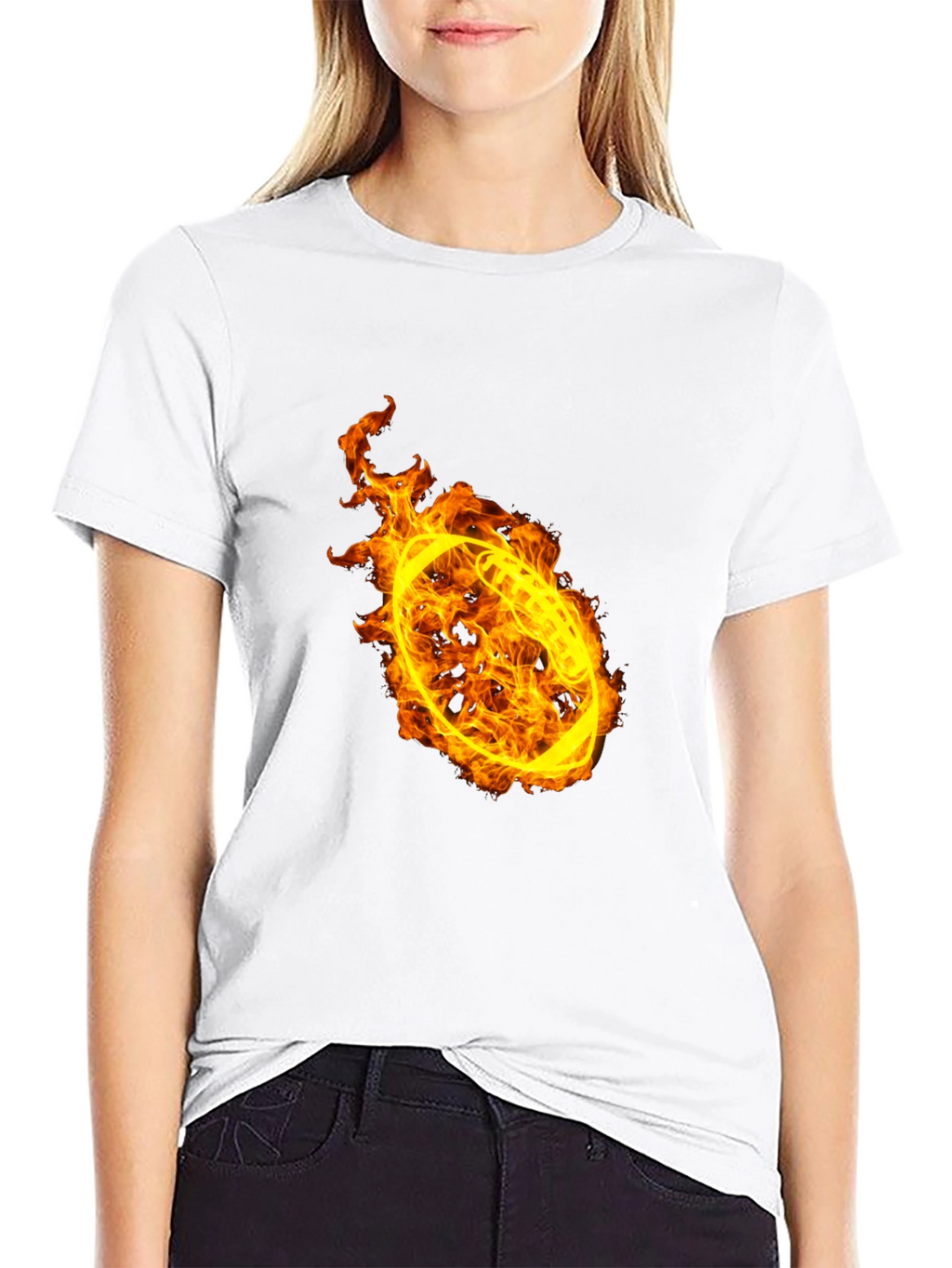 Flaming Football Graphic T-Shirt