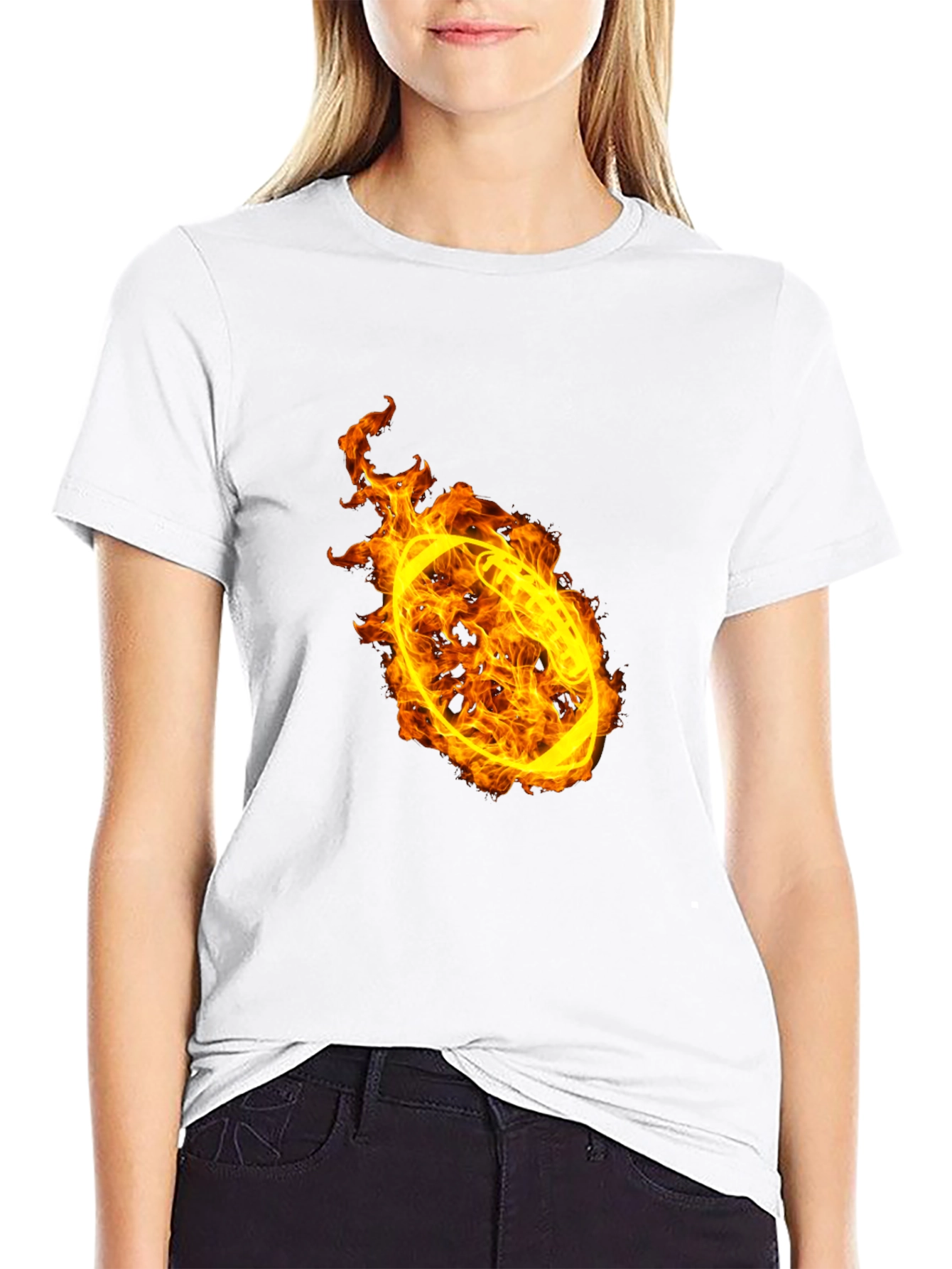 Flaming Football Graphic T-Shirt