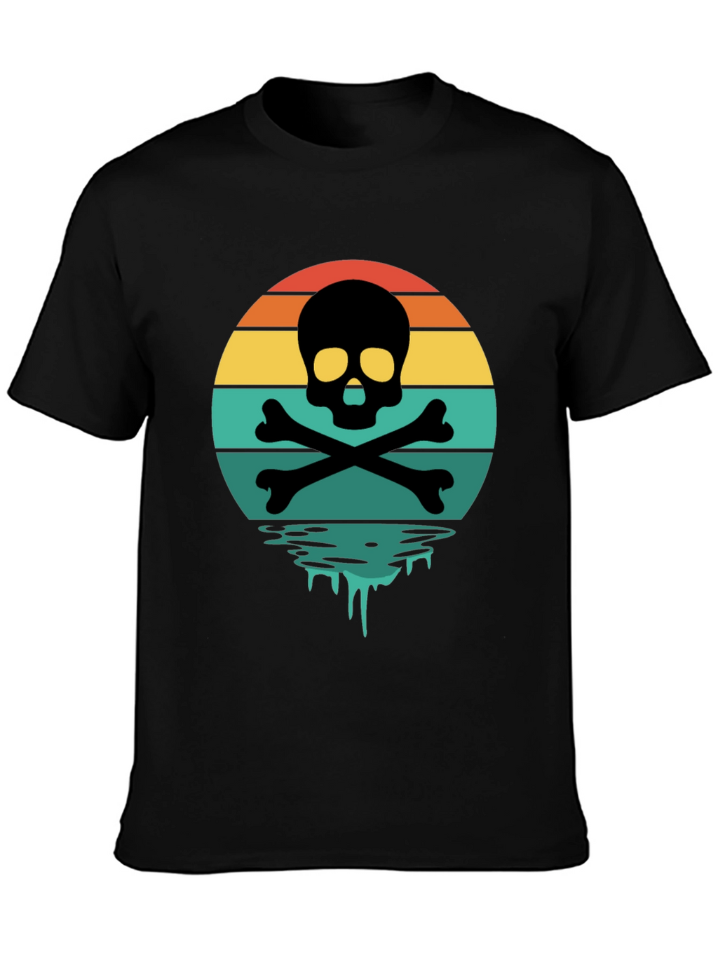 Skull & Crossbones Sunset T-Shirt - Retro Graphic Tee