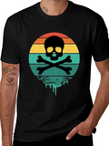 Skull & Crossbones Sunset T-Shirt - Retro Graphic Tee