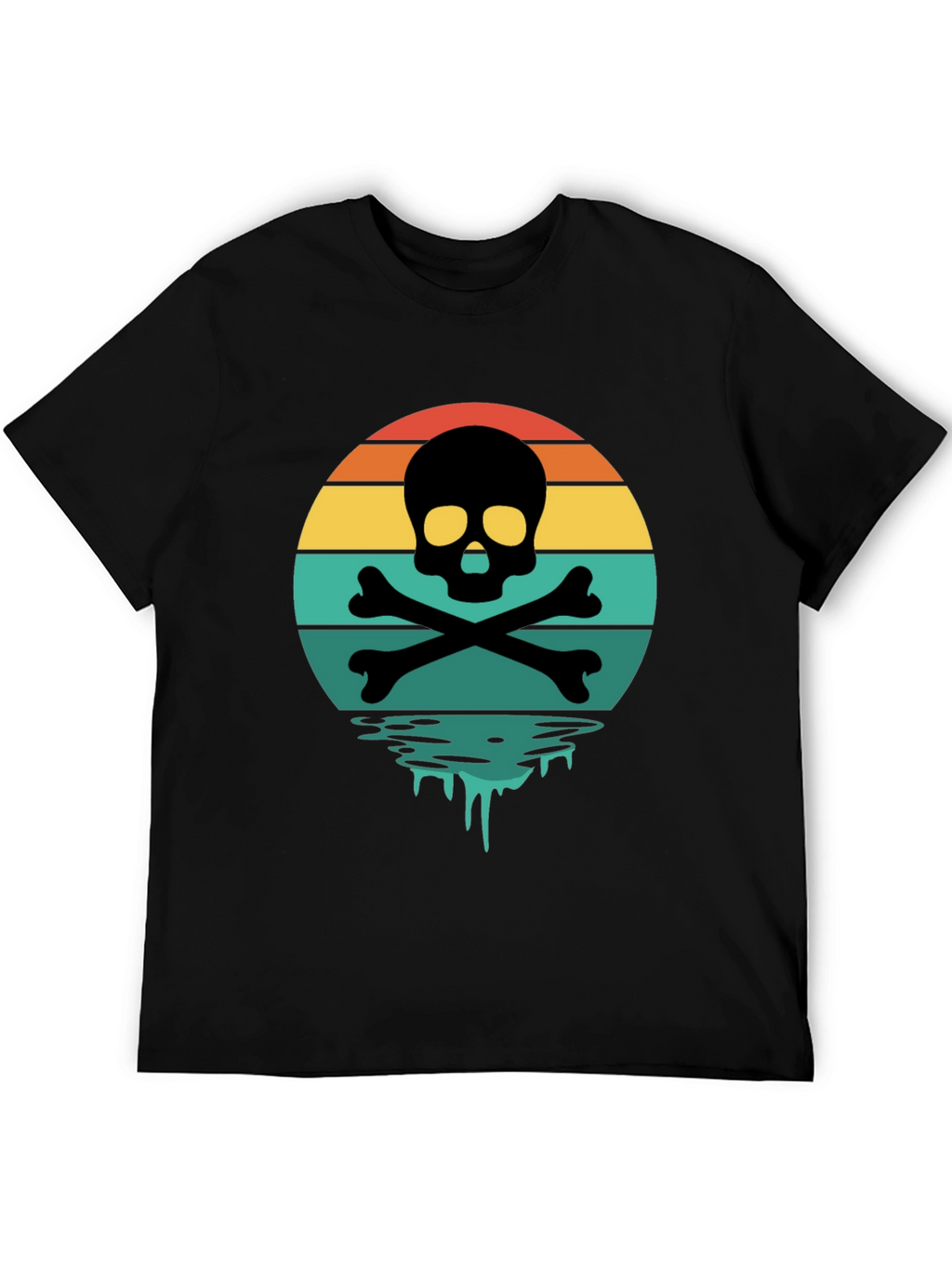 Skull & Crossbones Sunset T-Shirt - Retro Graphic Tee