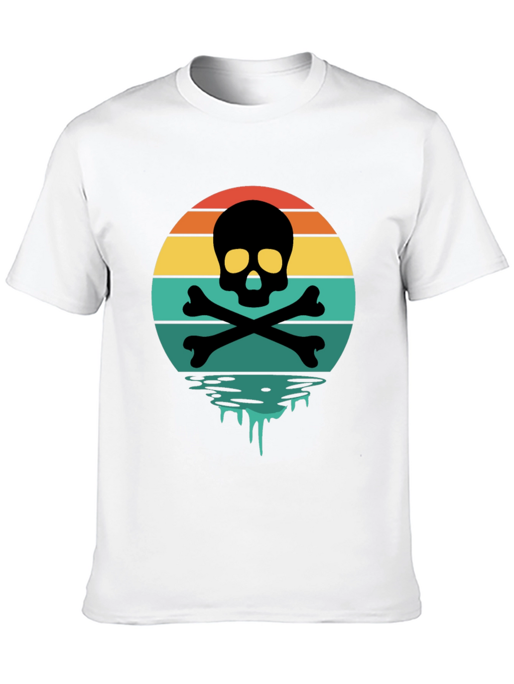 Skull & Crossbones Sunset T-Shirt - Retro Graphic Tee