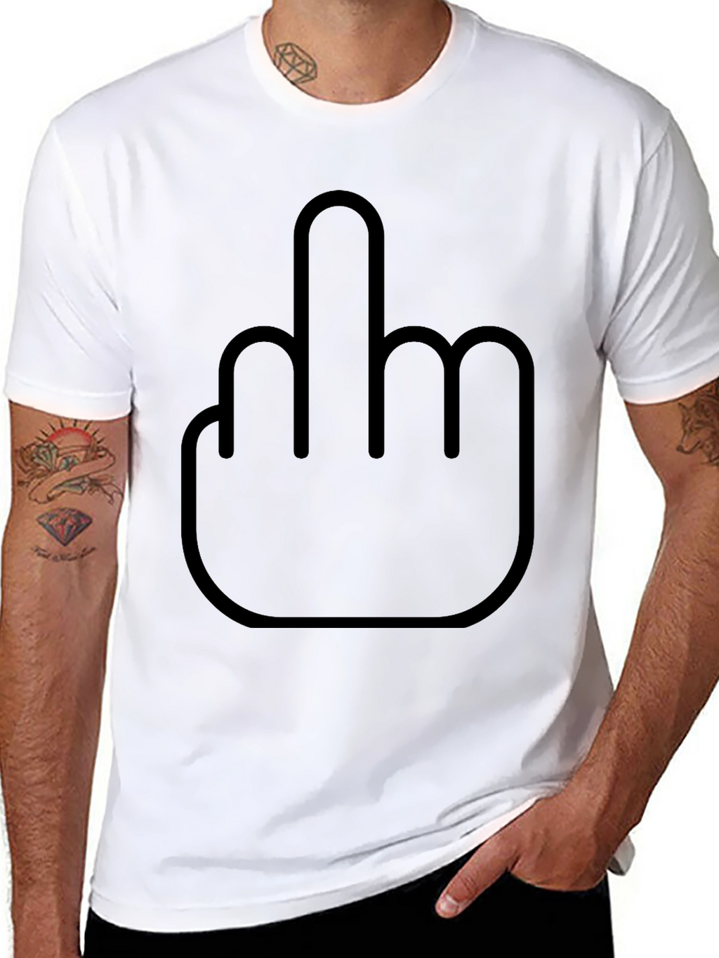 Funny Middle Finger Graphic Black T-Shirt