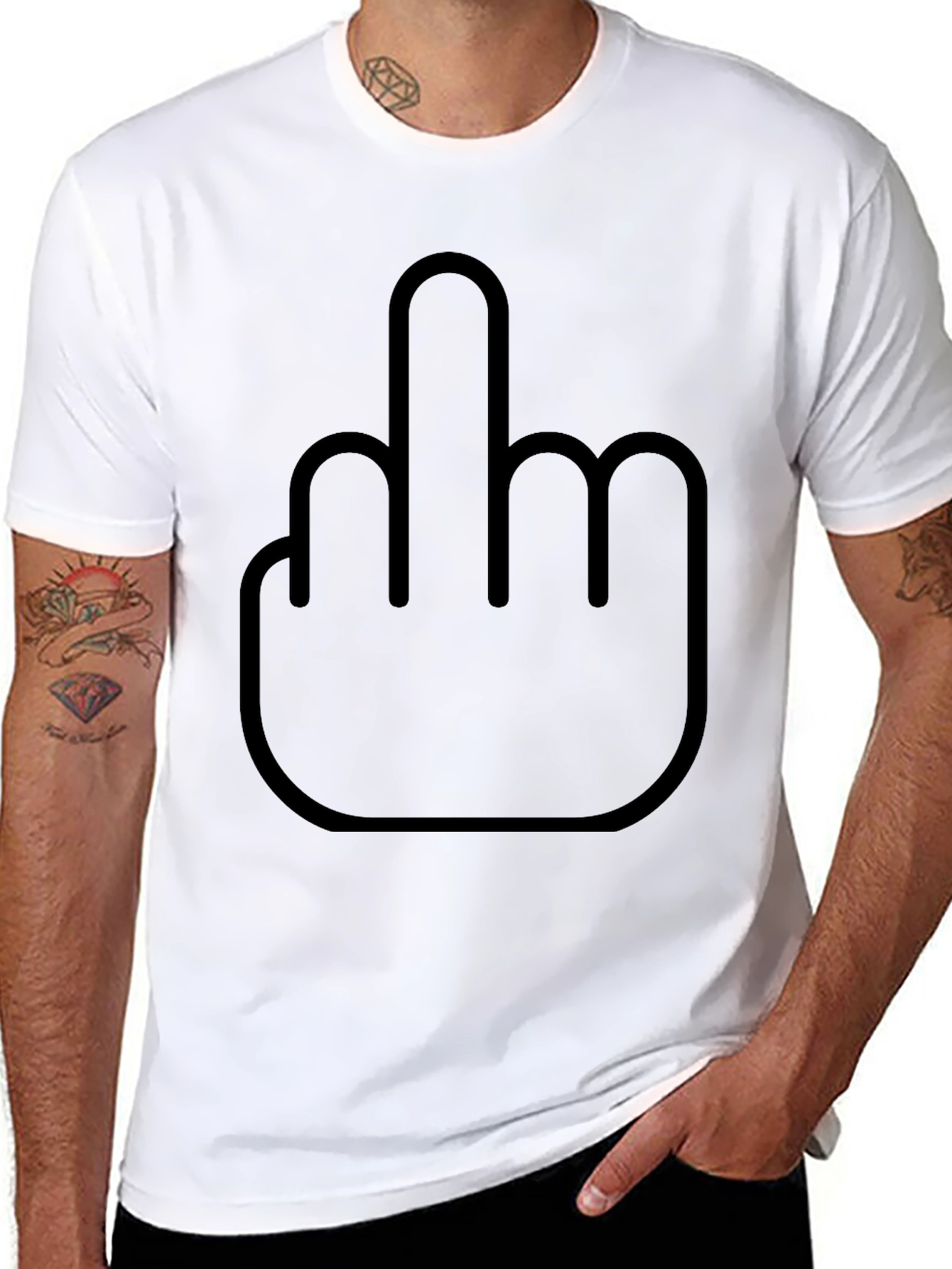 Funny Middle Finger Graphic Black T-Shirt