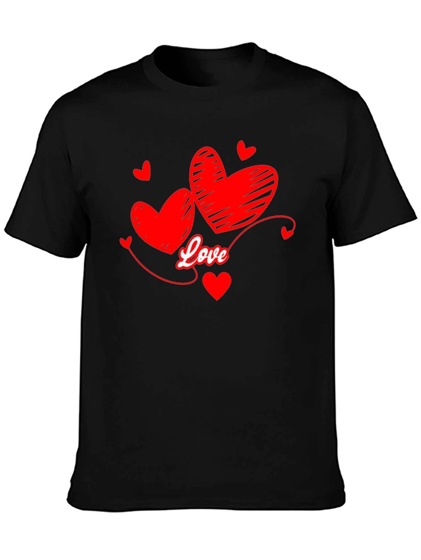 Love Hearts Graphic T-Shirt - Black