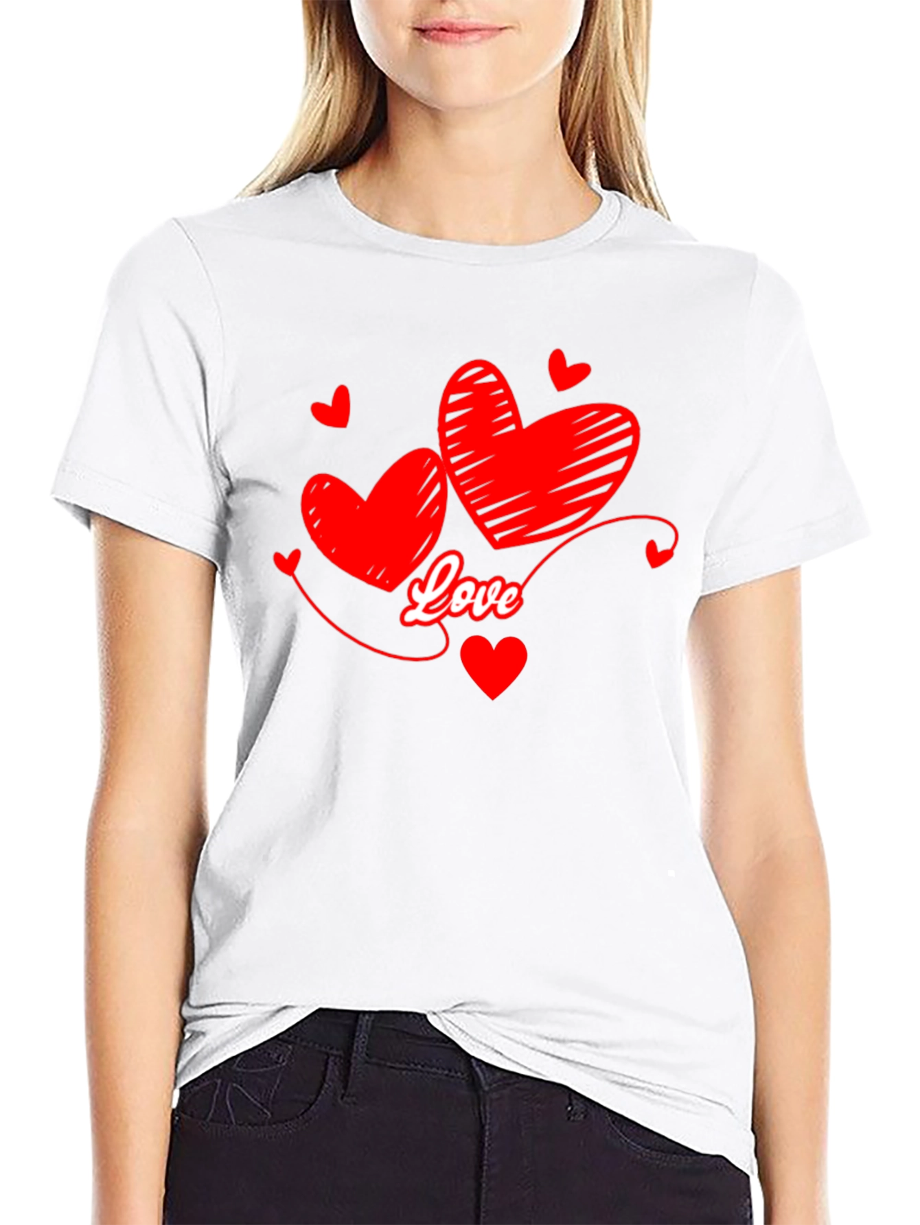 Love Hearts Graphic T-Shirt - Black