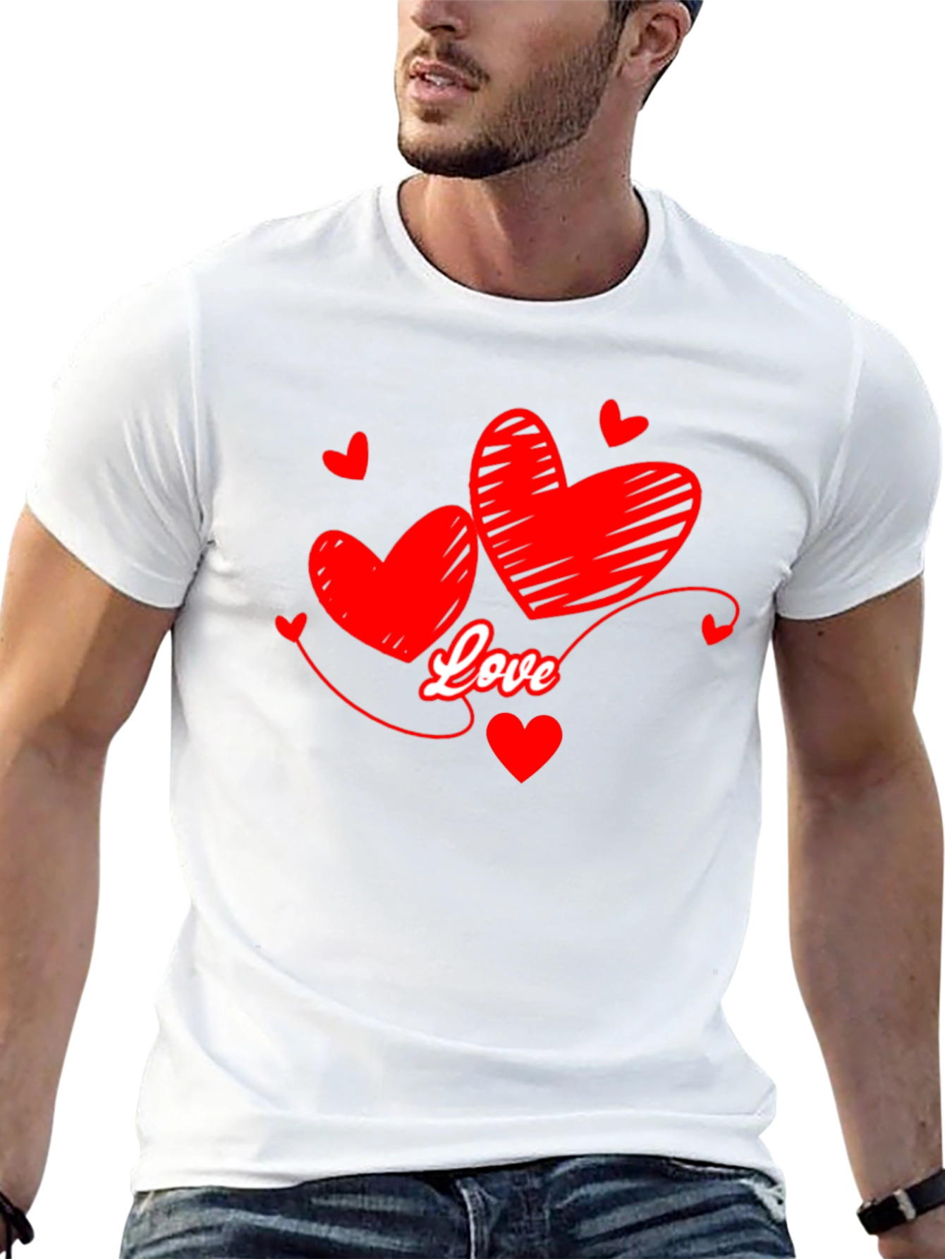 Love Hearts Graphic T-Shirt - Black