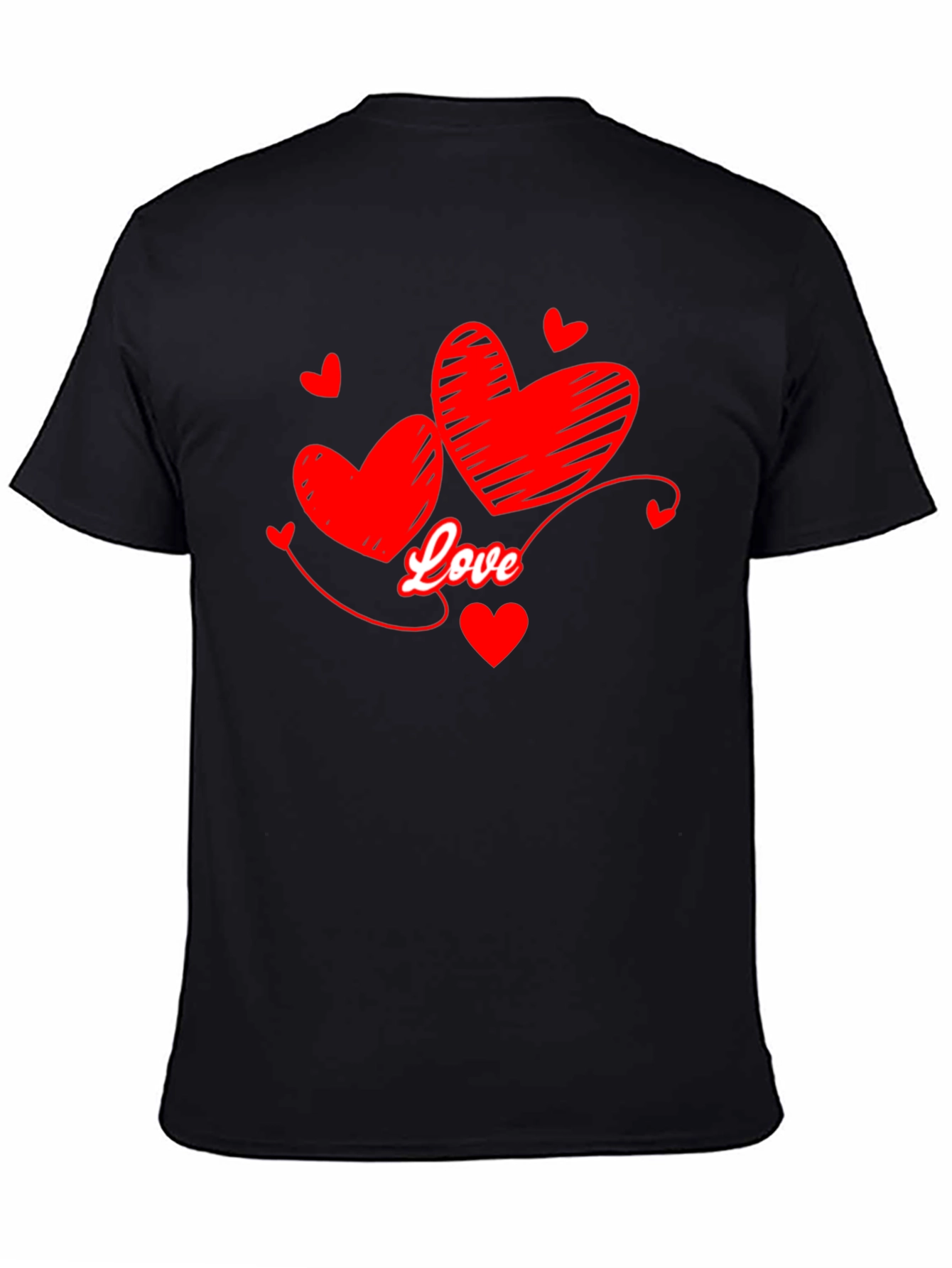 Love Hearts Graphic T-Shirt - Black