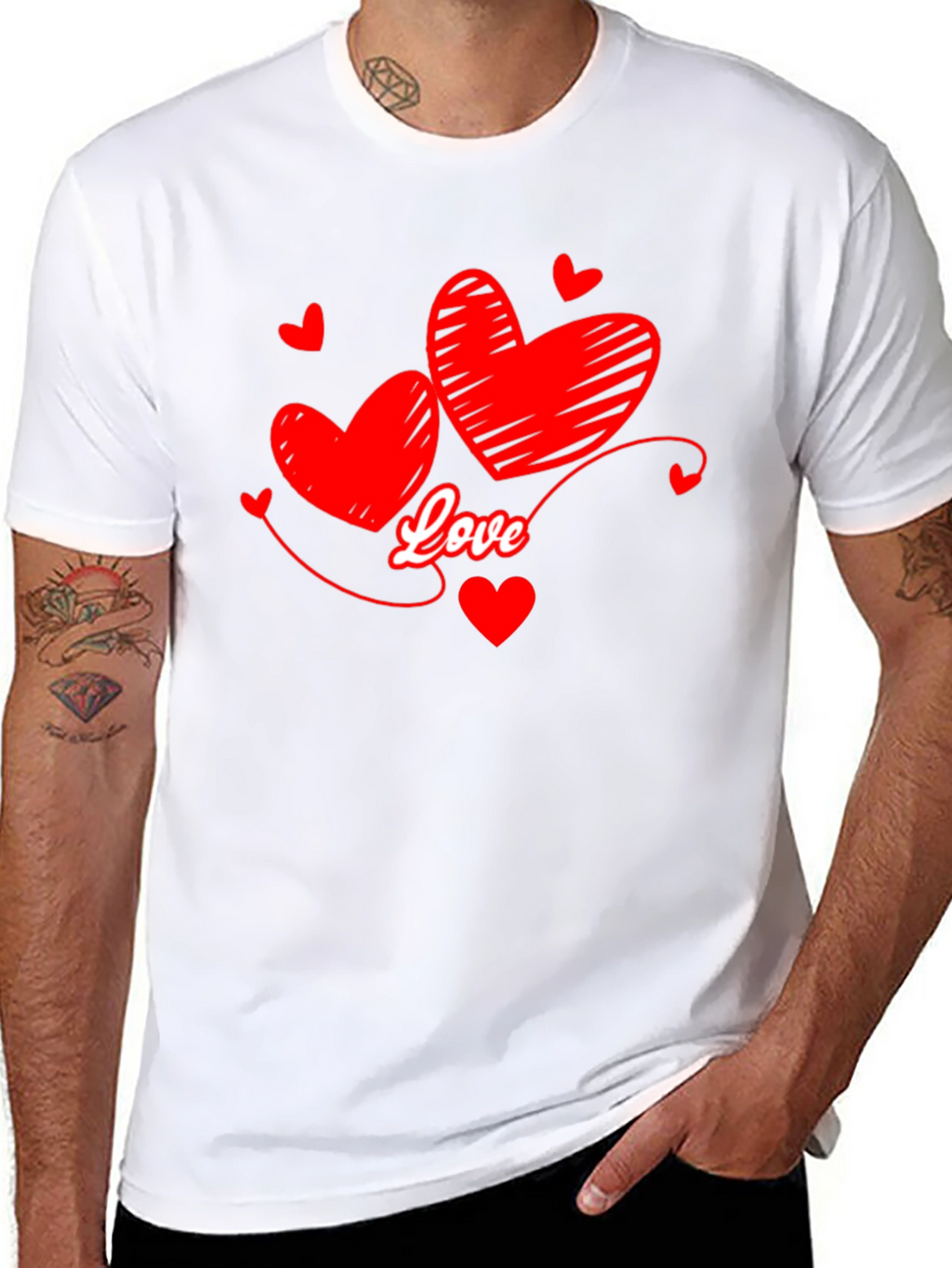 Love Hearts Graphic T-Shirt - Black