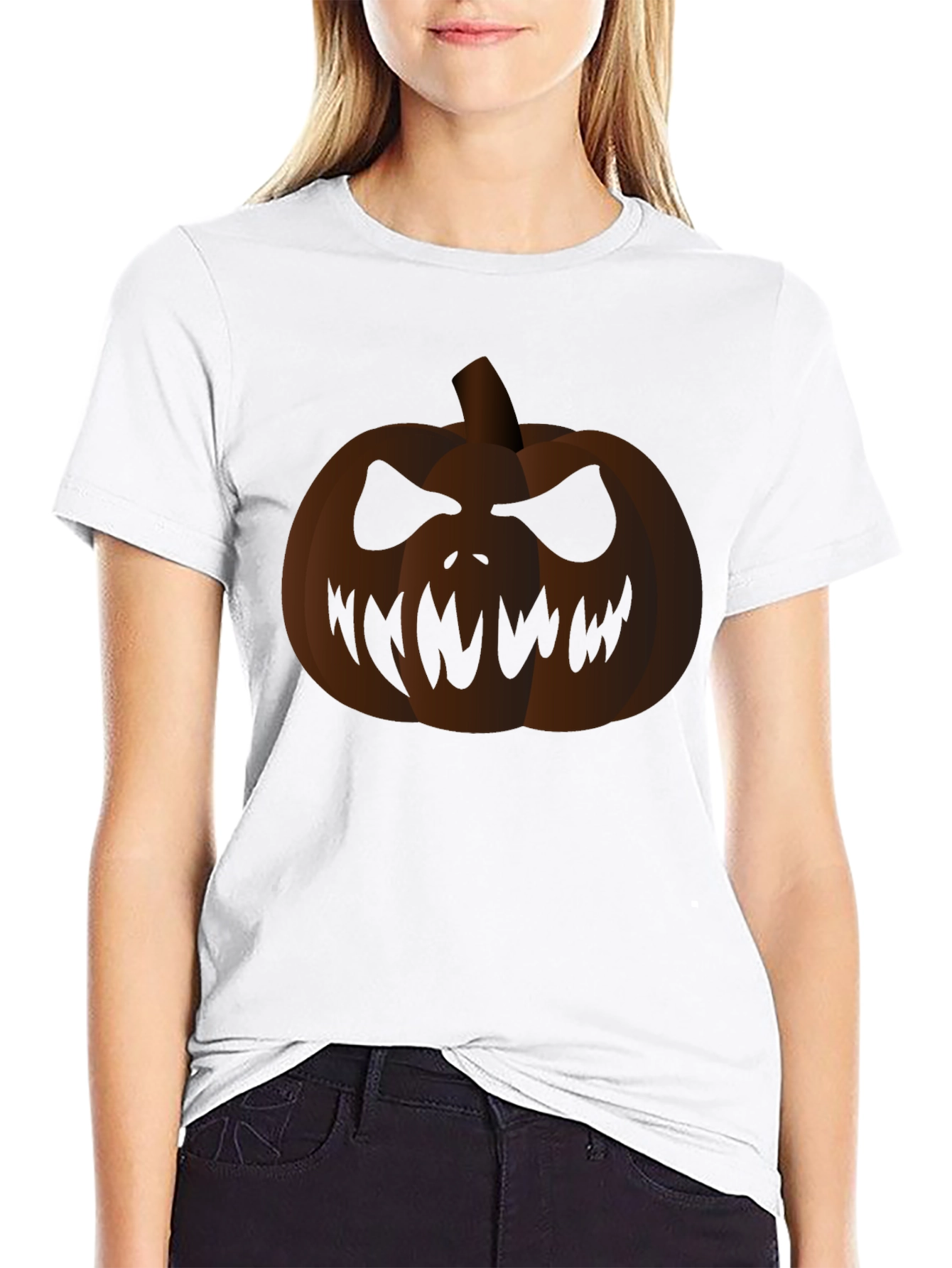 Spooky Pumpkin Graphic Black T-Shirt