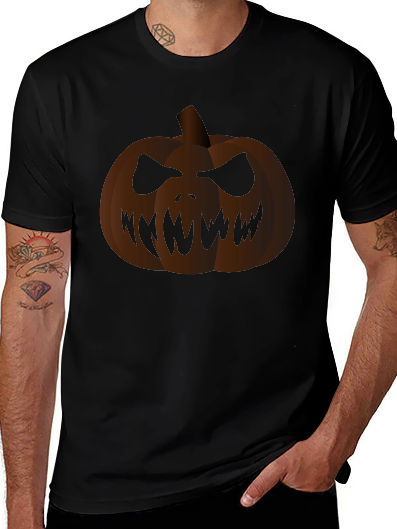 Spooky Pumpkin Graphic Black T-Shirt