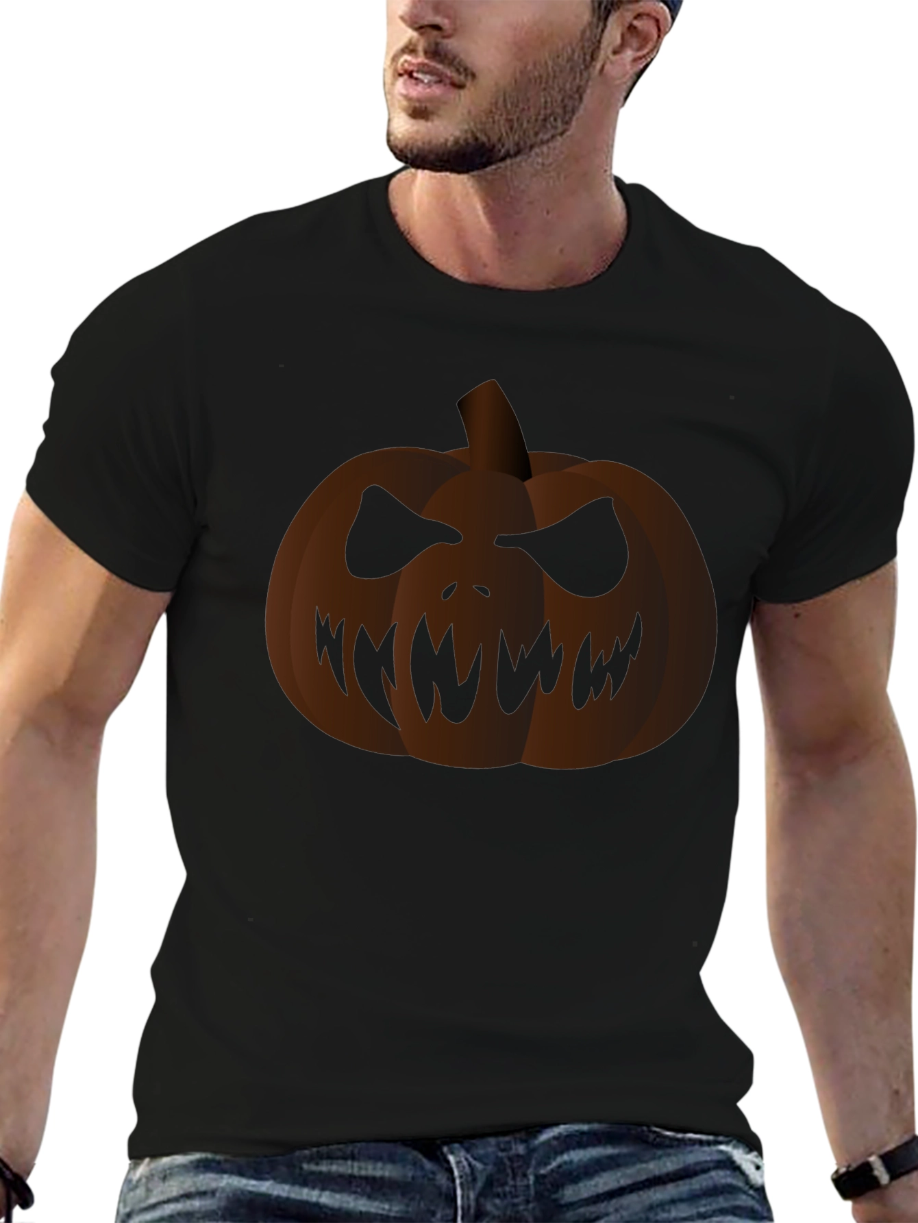 Spooky Pumpkin Graphic Black T-Shirt