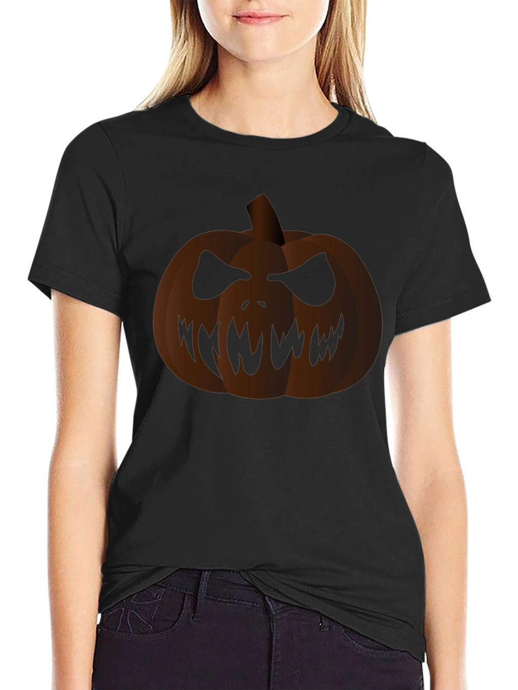 Spooky Pumpkin Graphic Black T-Shirt